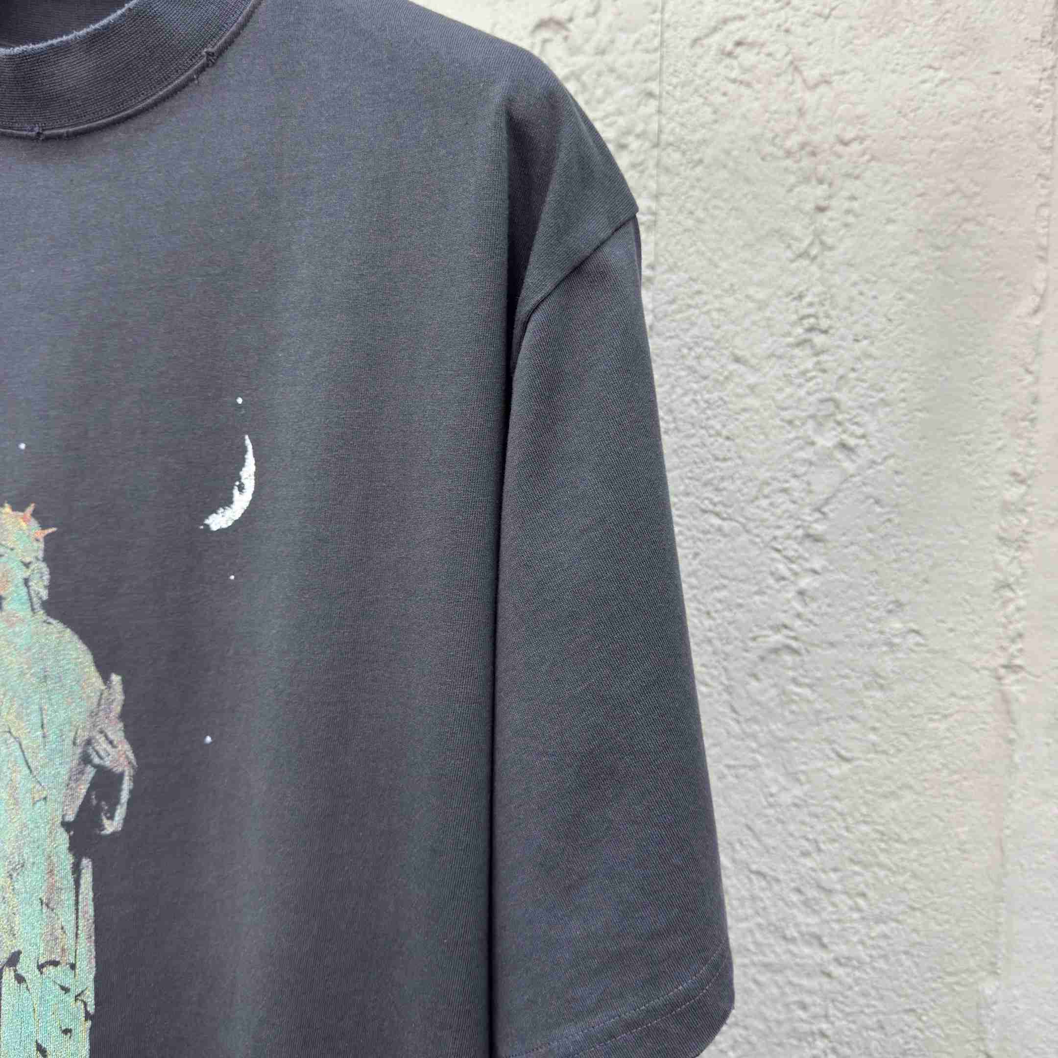 Balenciaga Paris Liberty T-Shirt Medium Fit In Black Vintage Jersey - FashionPlug