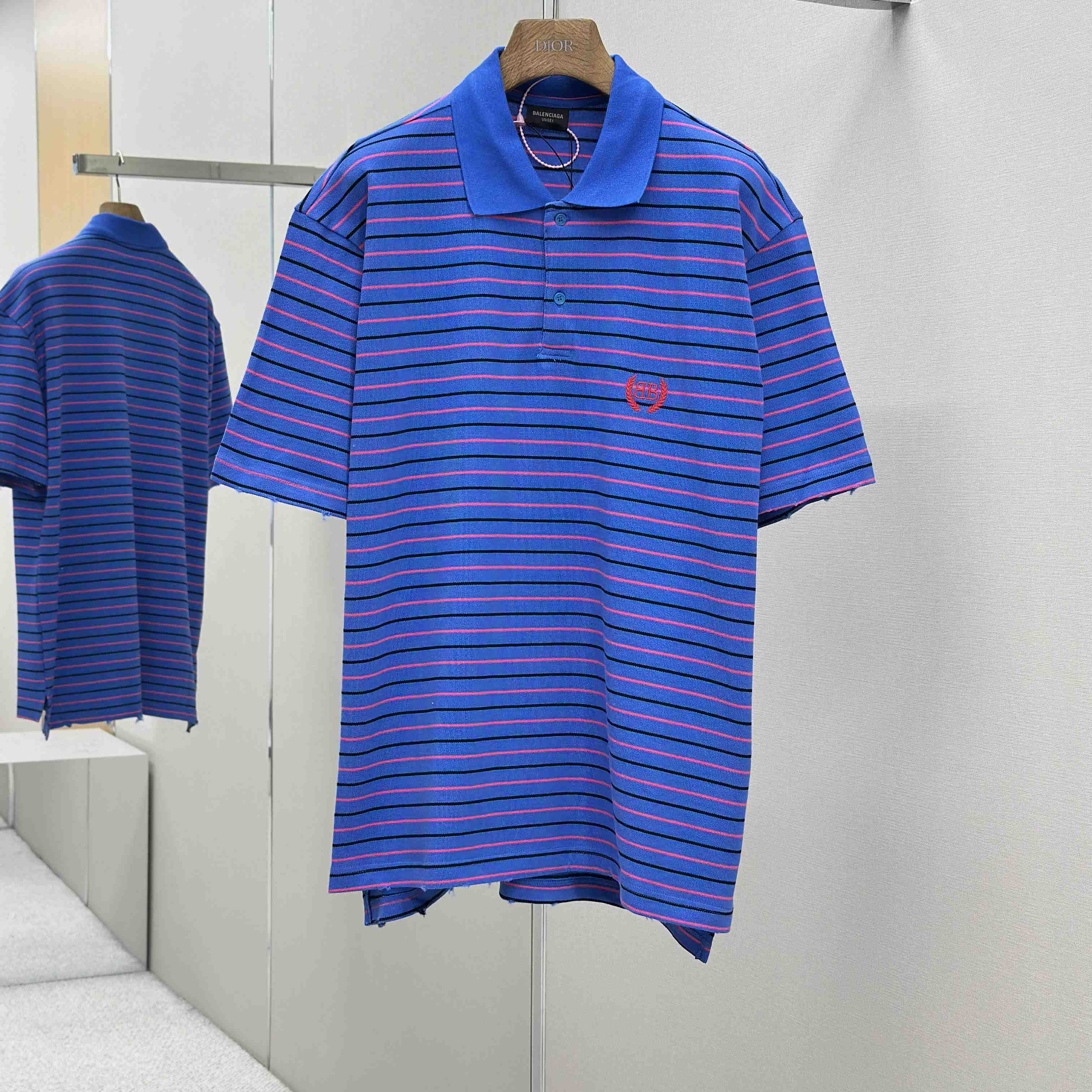 Balenciaga Striped Polo Shirt - FashionPlug