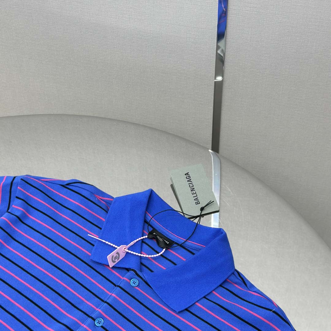 Balenciaga Striped Polo Shirt - FashionPlug