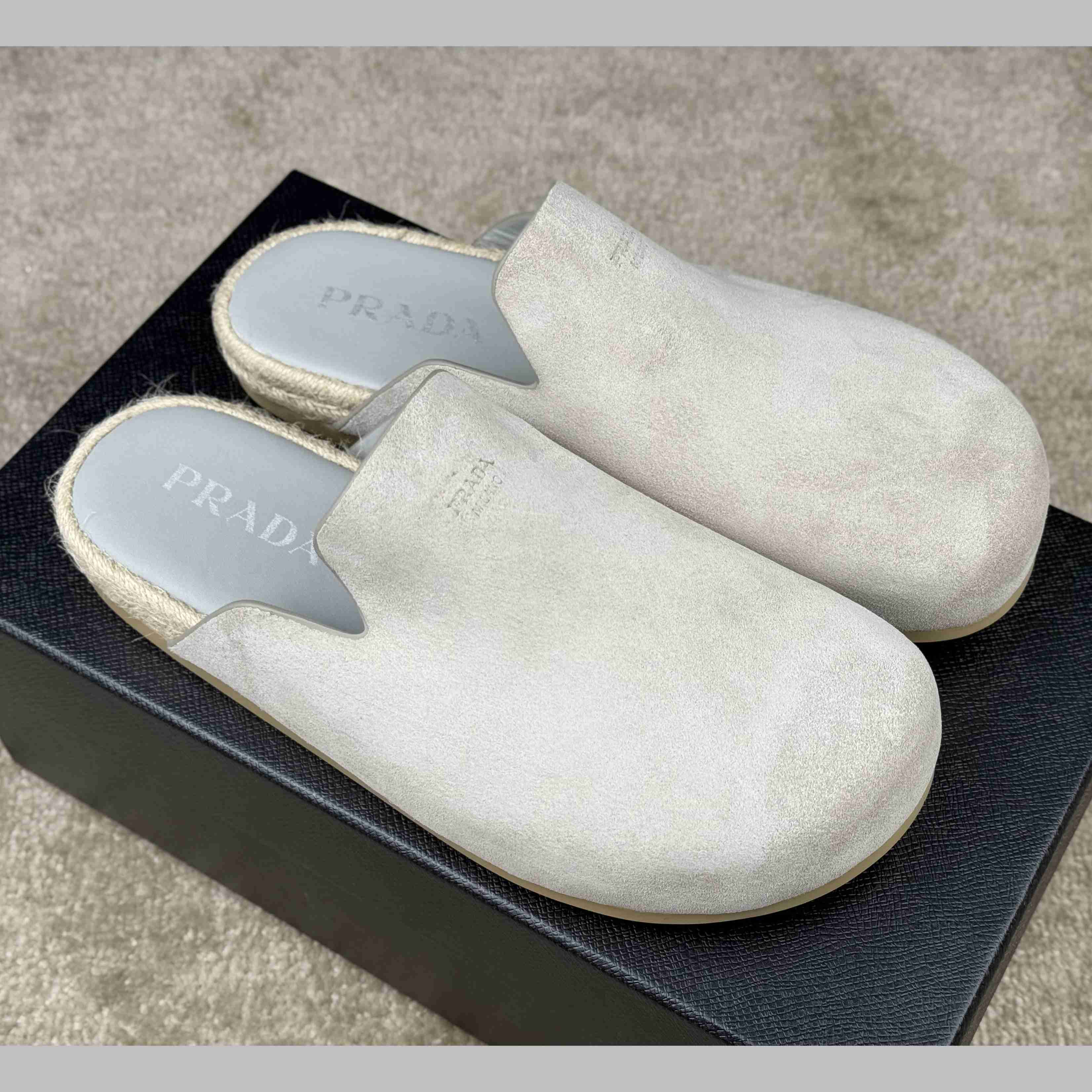 Prada Suede Mules - FashionPlug