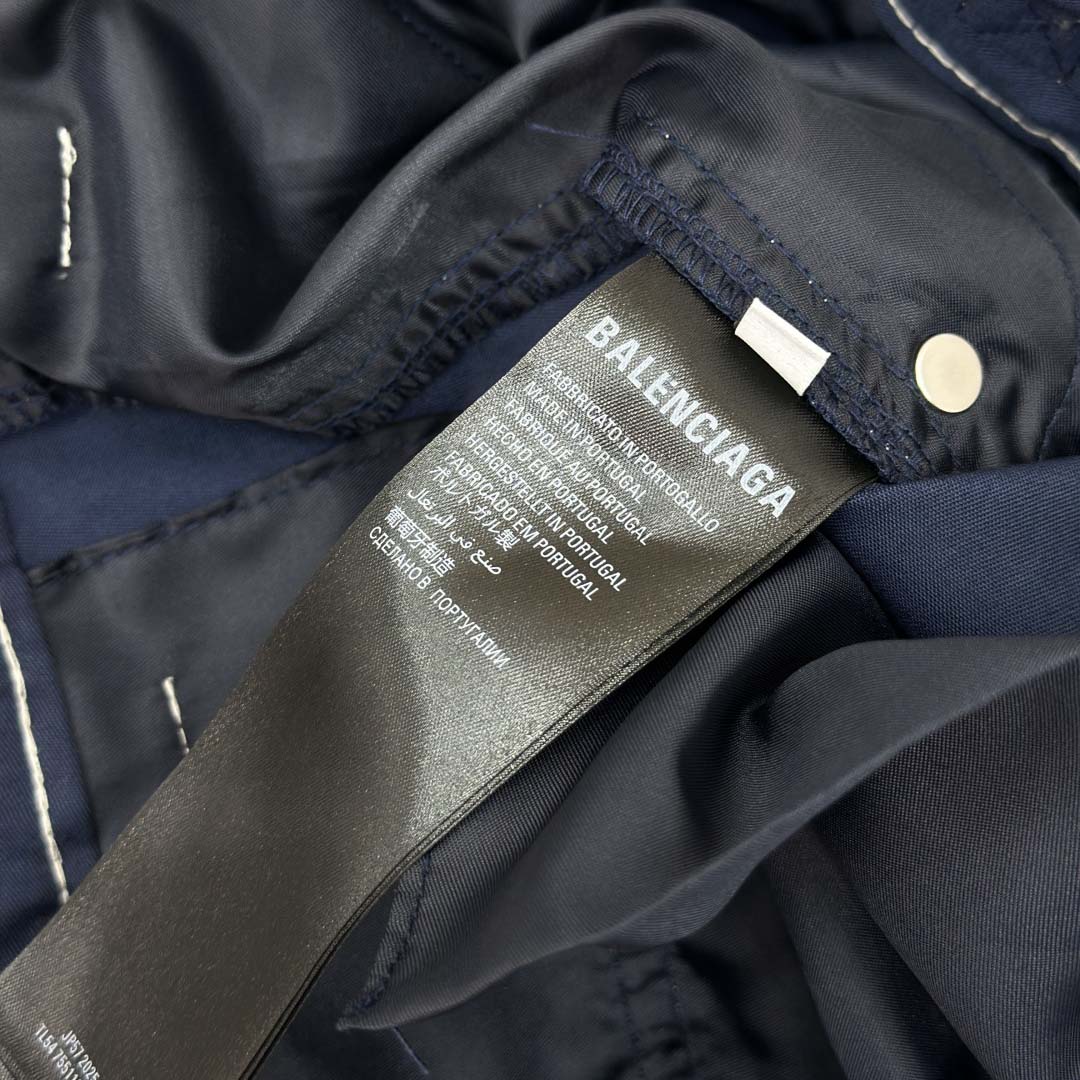 Balenciaga Utility Work Pants In Navy Mixed Cotton Twill - FashionPlug