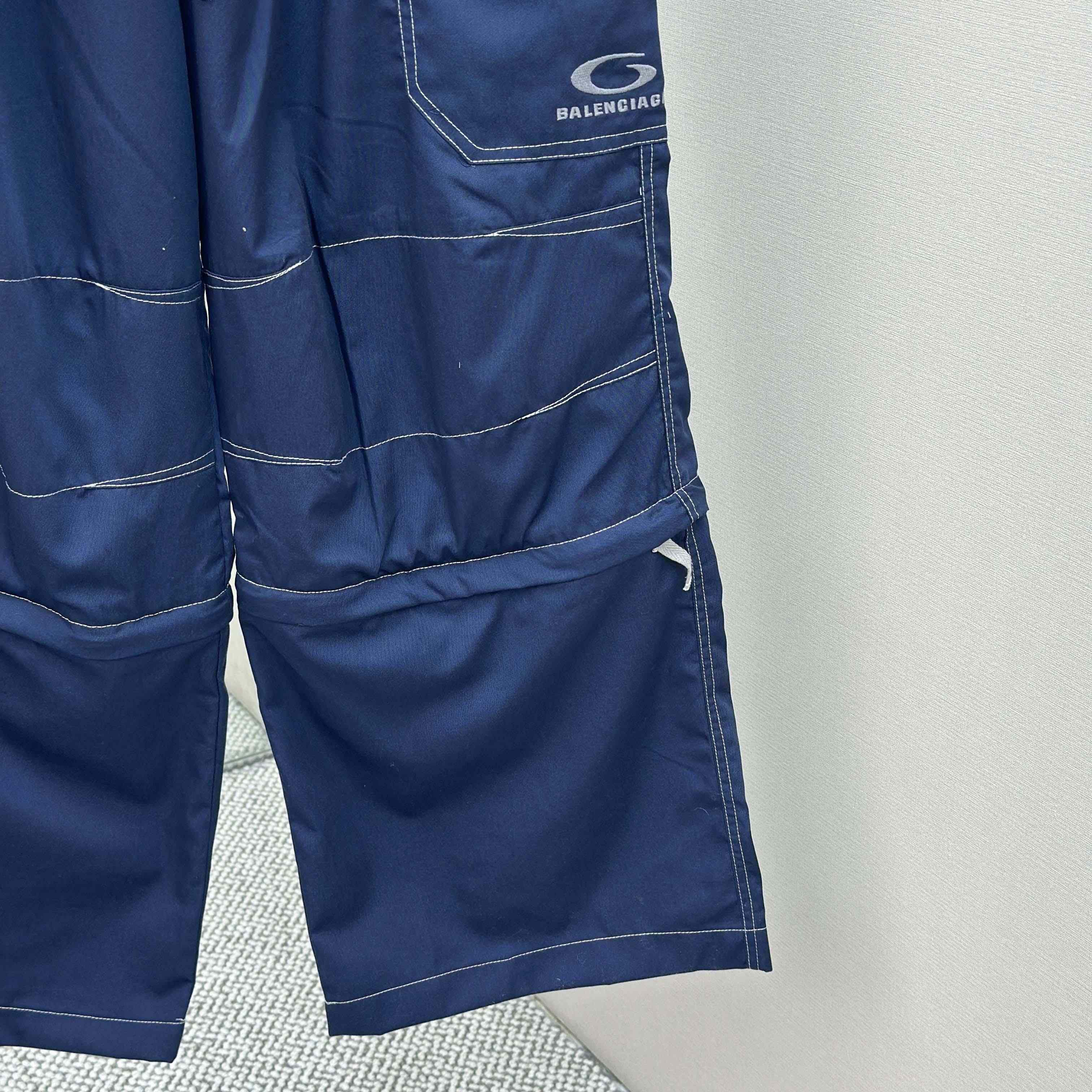 Balenciaga Utility Work Pants In Navy Mixed Cotton Twill - FashionPlug