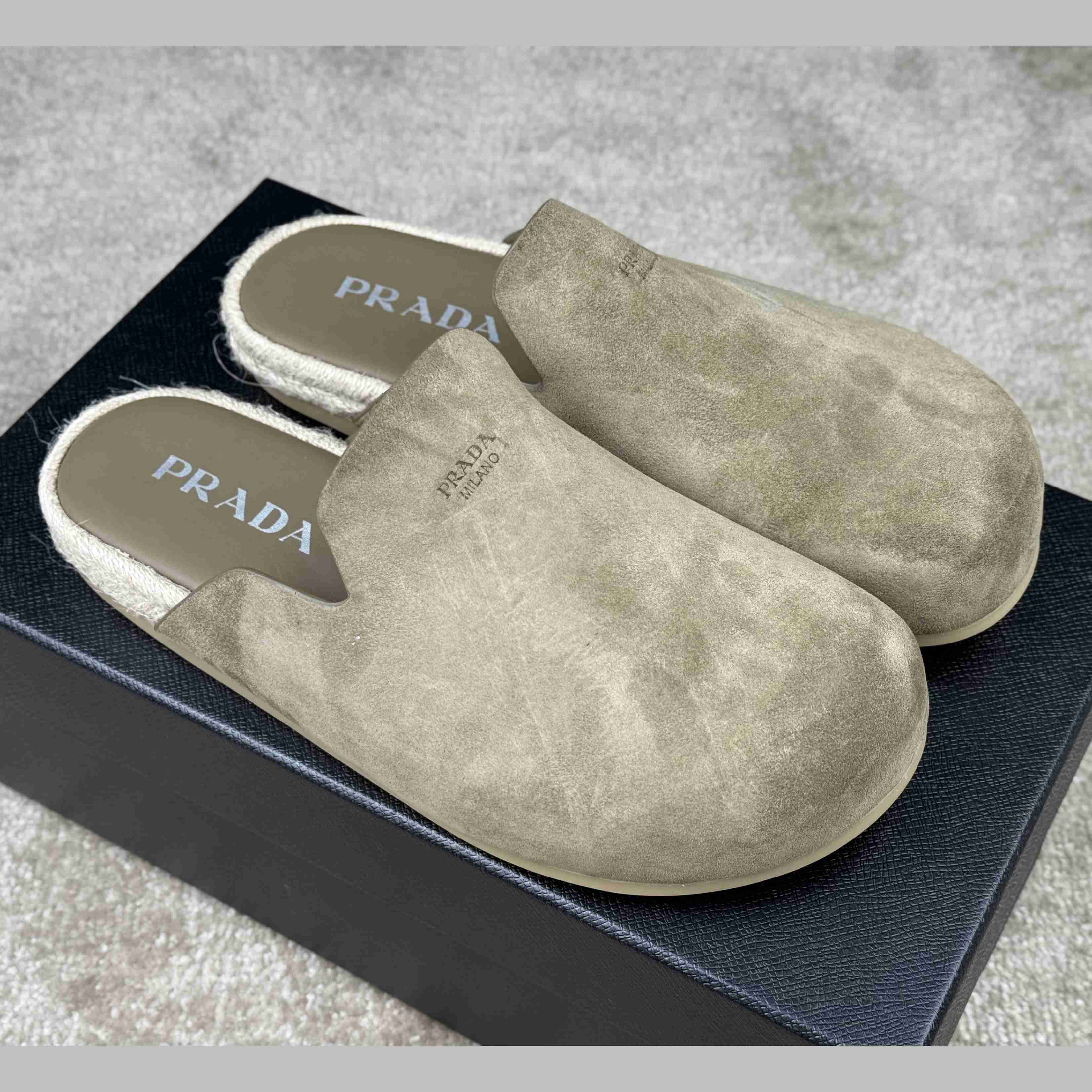 Prada Suede Mules - FashionPlug