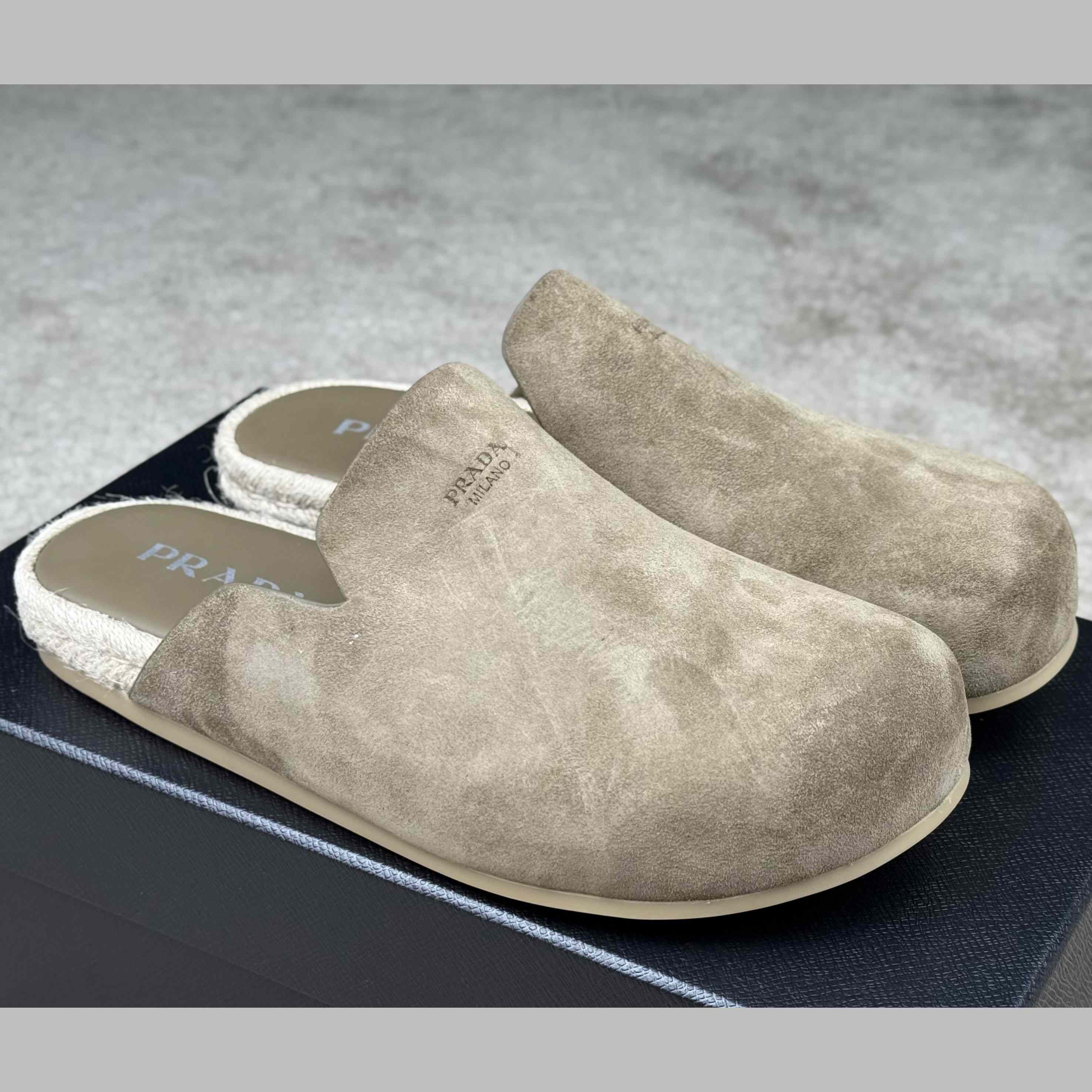 Prada Suede Mules - FashionPlug