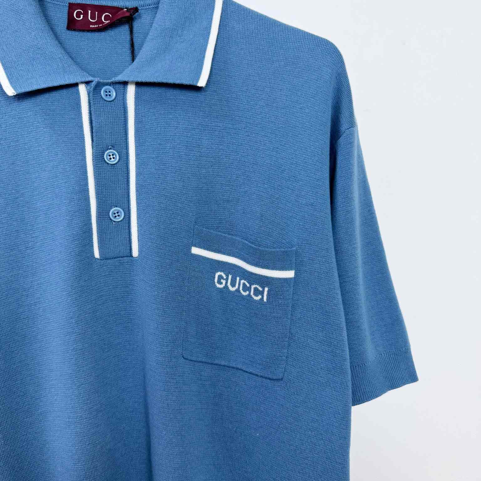 Gucci Gg Silk And Cotton Jacquard Polo Shirt - FashionPlug