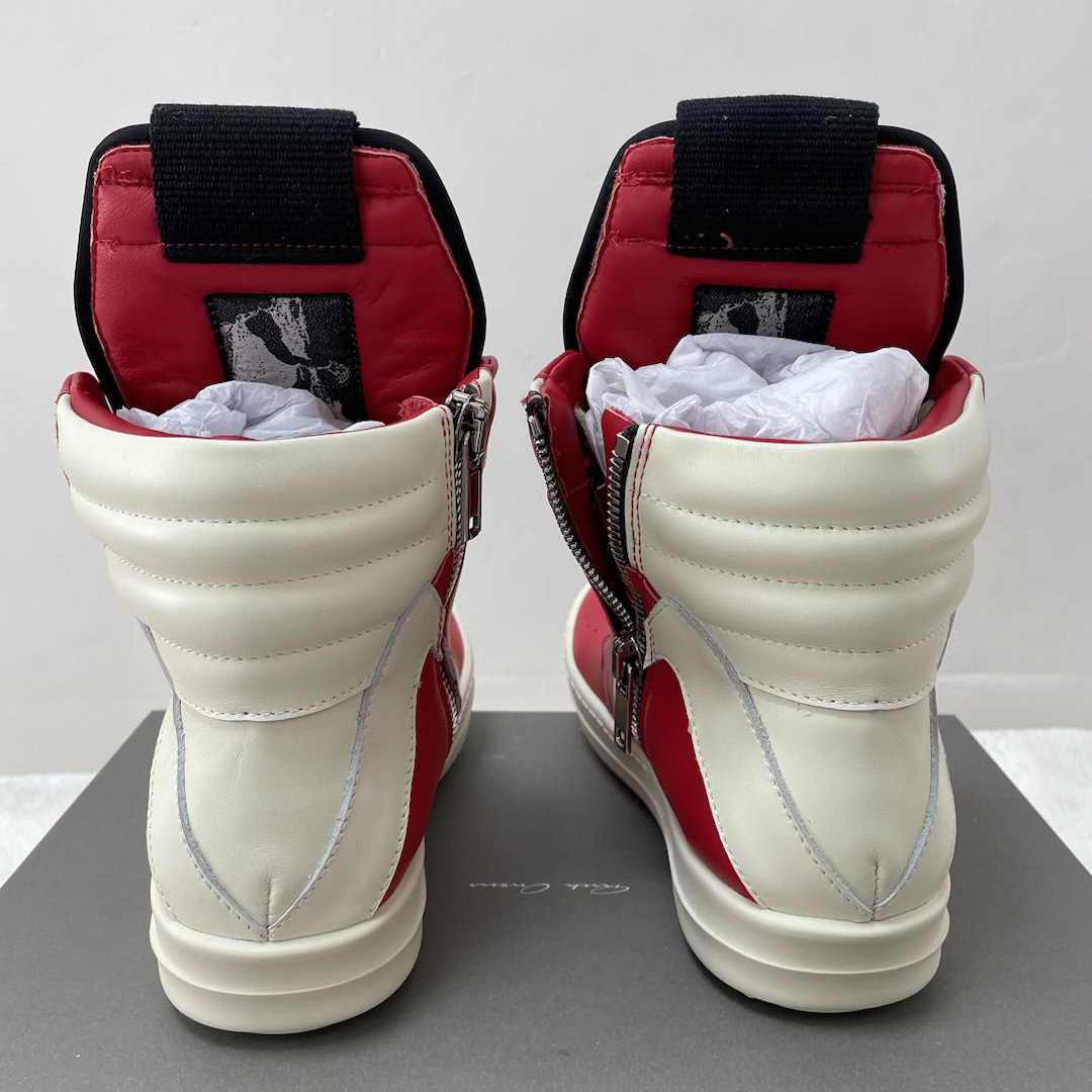 Rick Owens Red Geobasket High-Top Sneakers XZ2003   (50% Off Sale) - FashionPlug