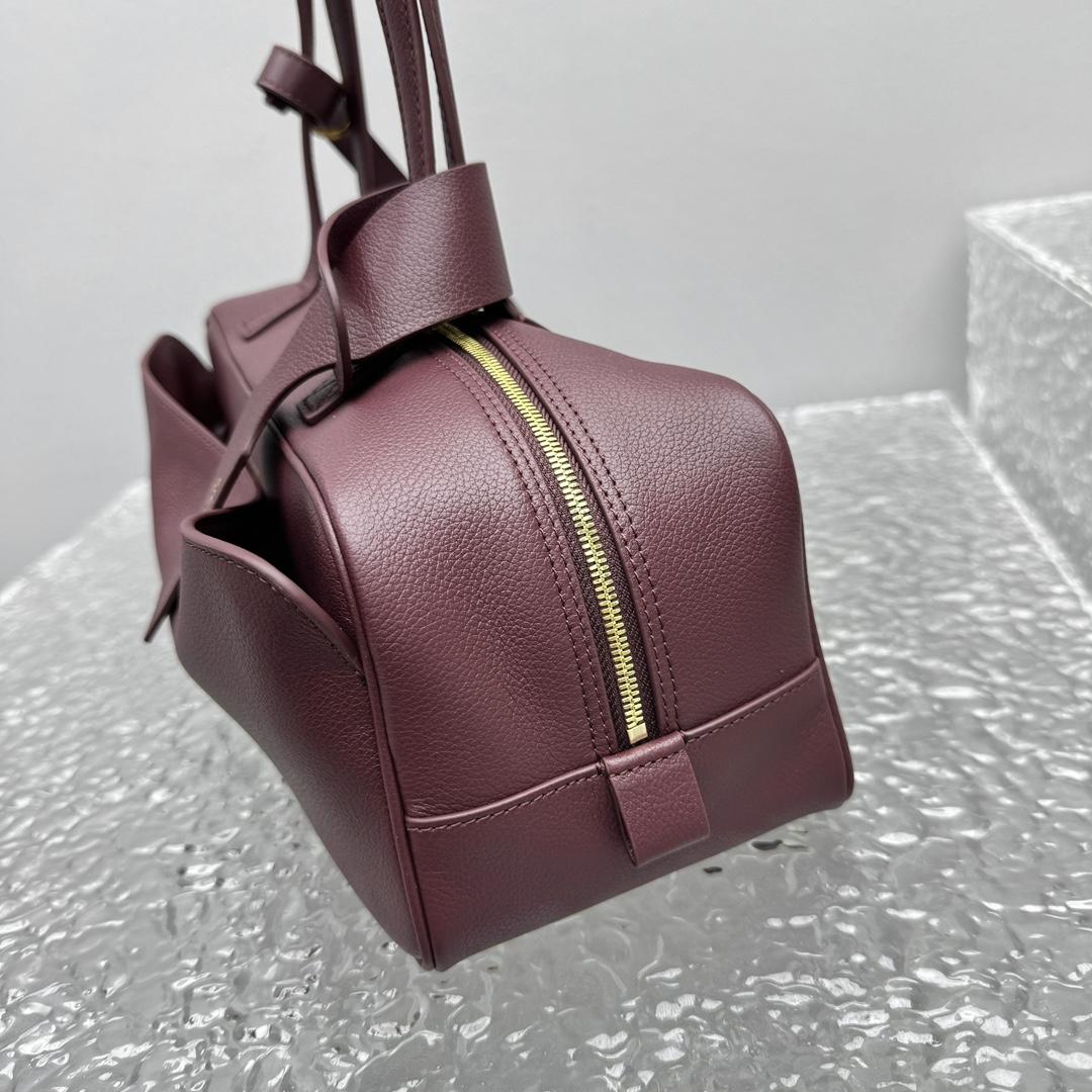 Balenciaga Carrie Bowling Bag Small In Dark Burgundy - FashionPlug
