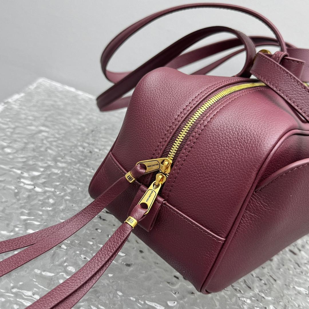 Balenciaga Carrie Bowling Bag Small In Dark Burgundy - FashionPlug