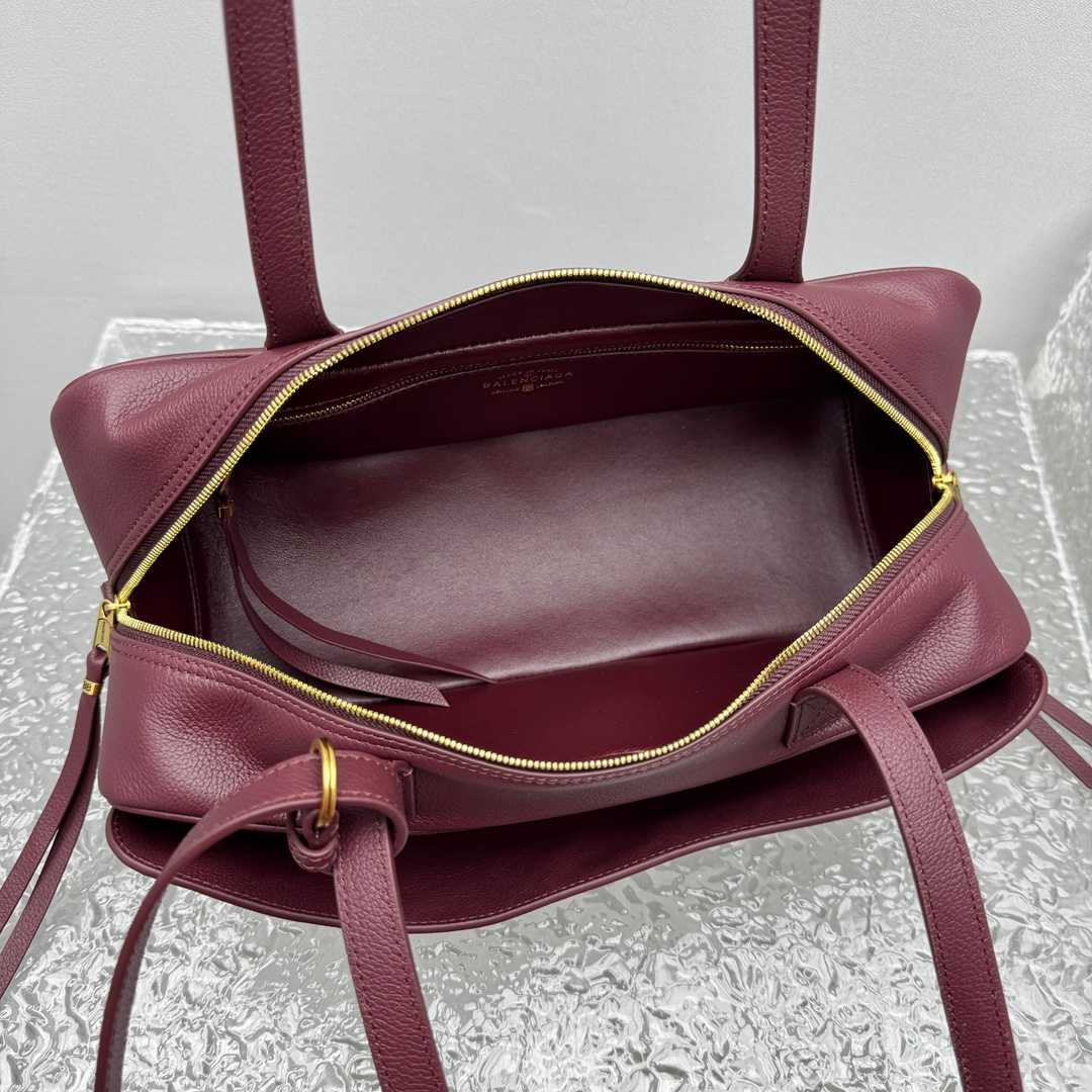 Balenciaga Carrie Bowling Bag Small In Dark Burgundy - FashionPlug