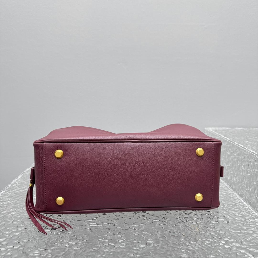 Balenciaga Carrie Bowling Bag Small In Dark Burgundy - FashionPlug