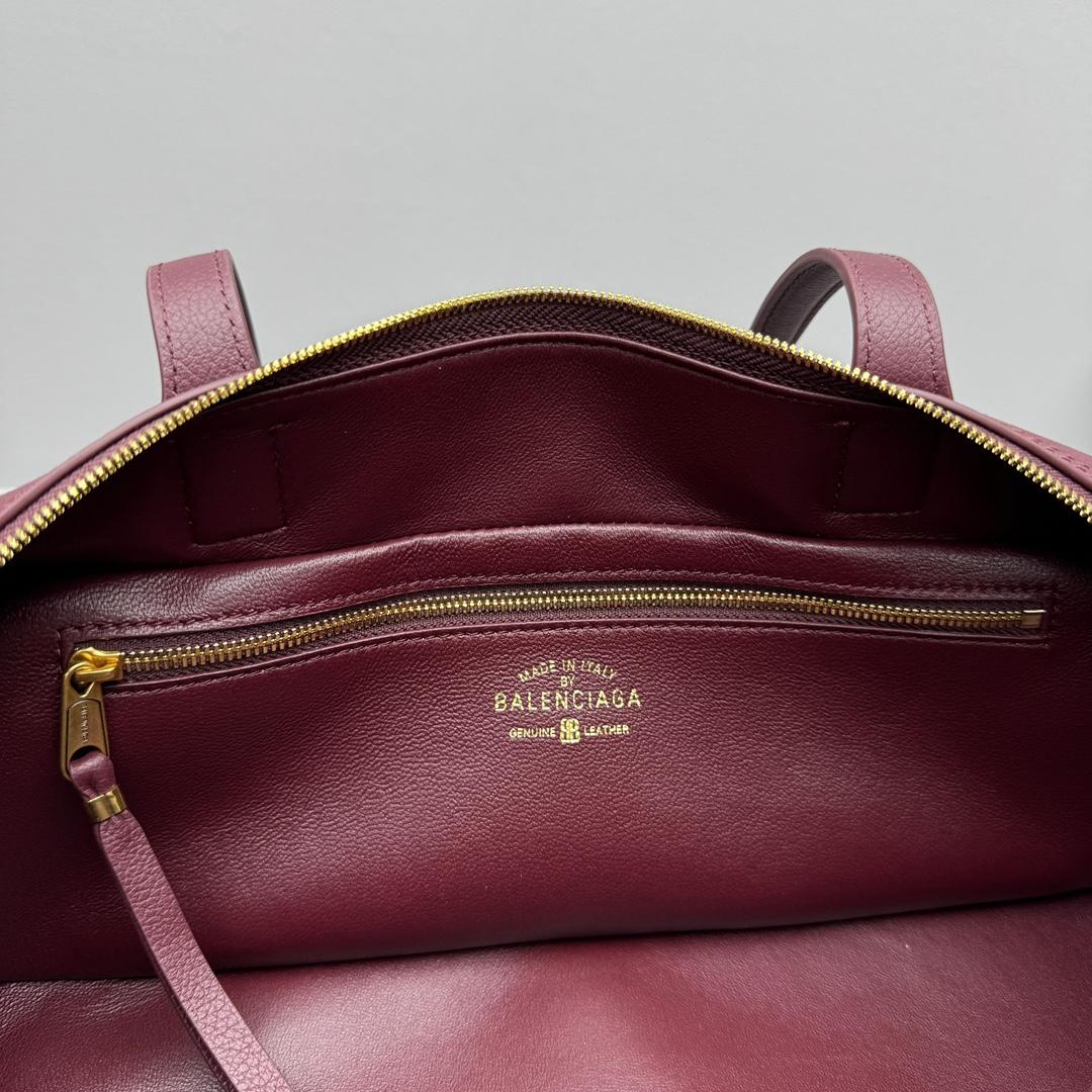 Balenciaga Carrie Bowling Bag Small In Dark Burgundy - FashionPlug
