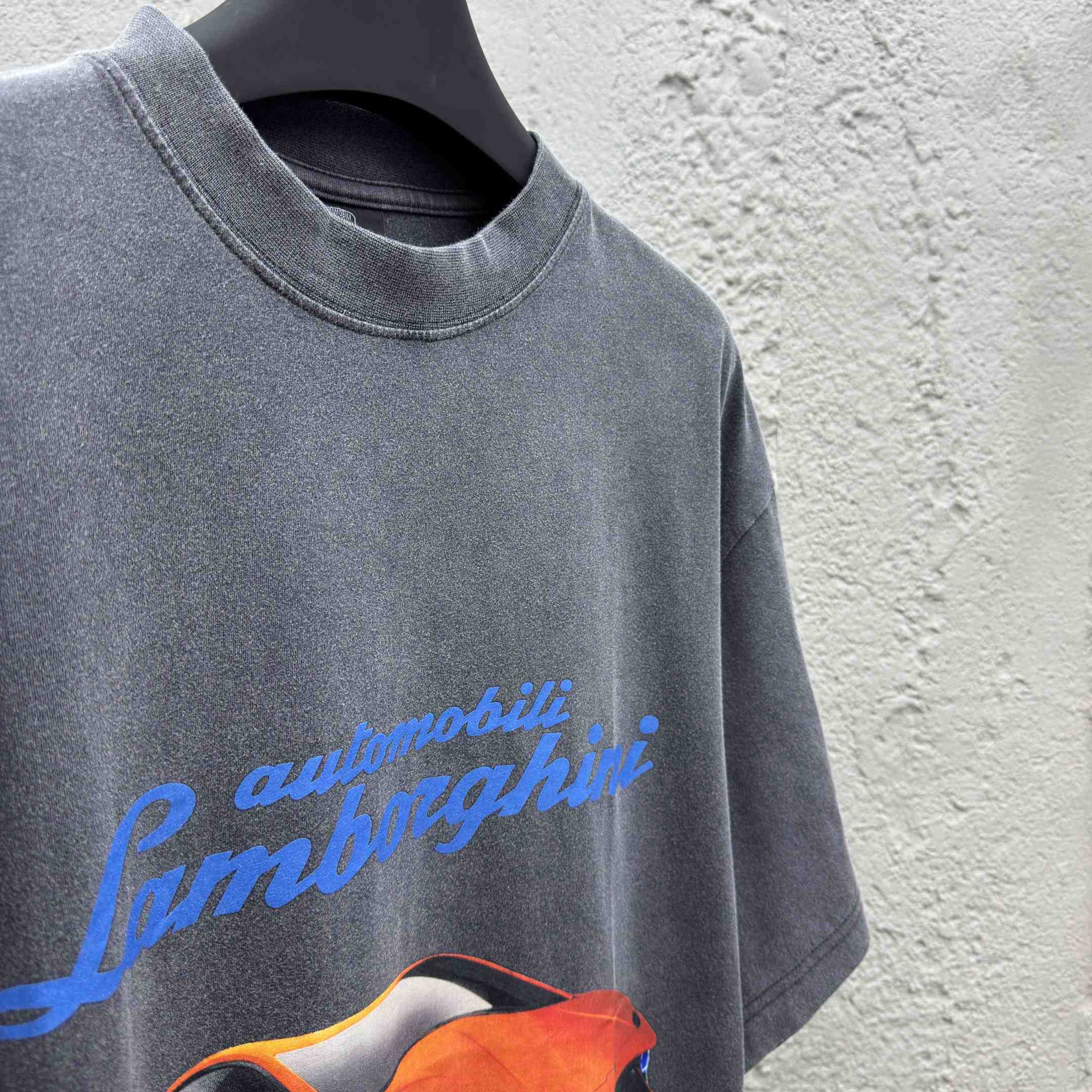 Balenciaga Automobili Lamborghini Oversized T-Shirt In Faded Black Dry Jersey - FashionPlug
