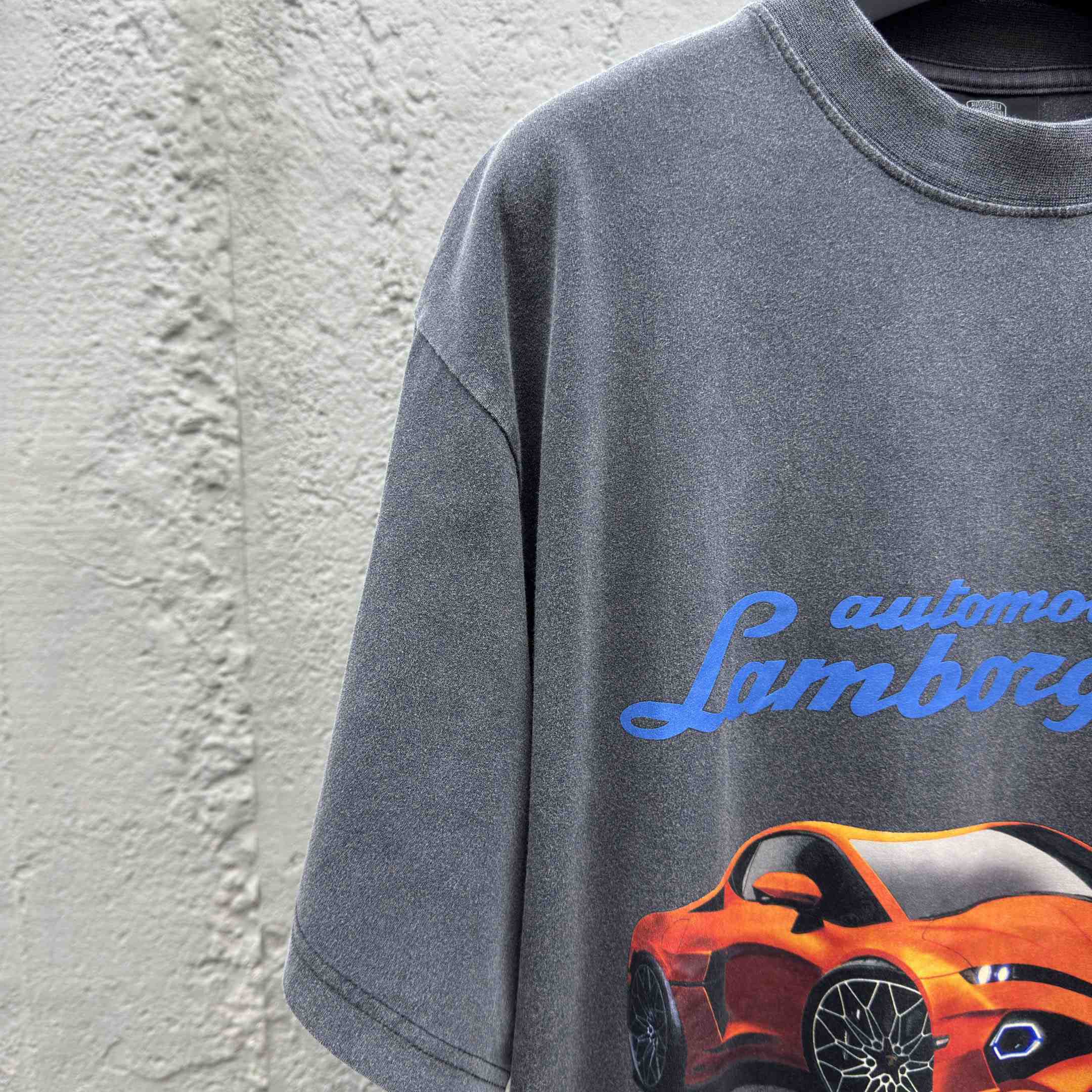 Balenciaga Automobili Lamborghini Oversized T-Shirt In Faded Black Dry Jersey - FashionPlug