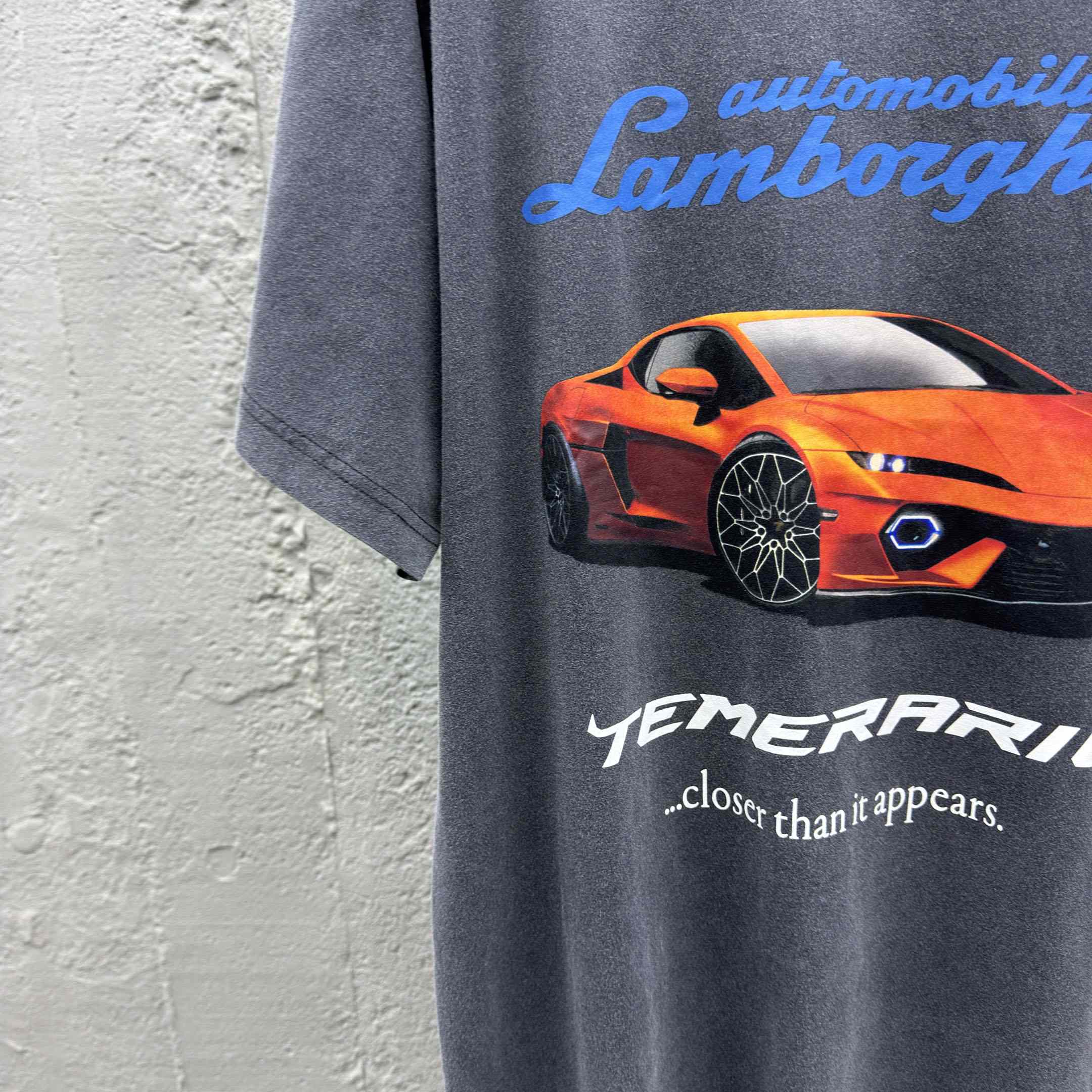 Balenciaga Automobili Lamborghini Oversized T-Shirt In Faded Black Dry Jersey - FashionPlug