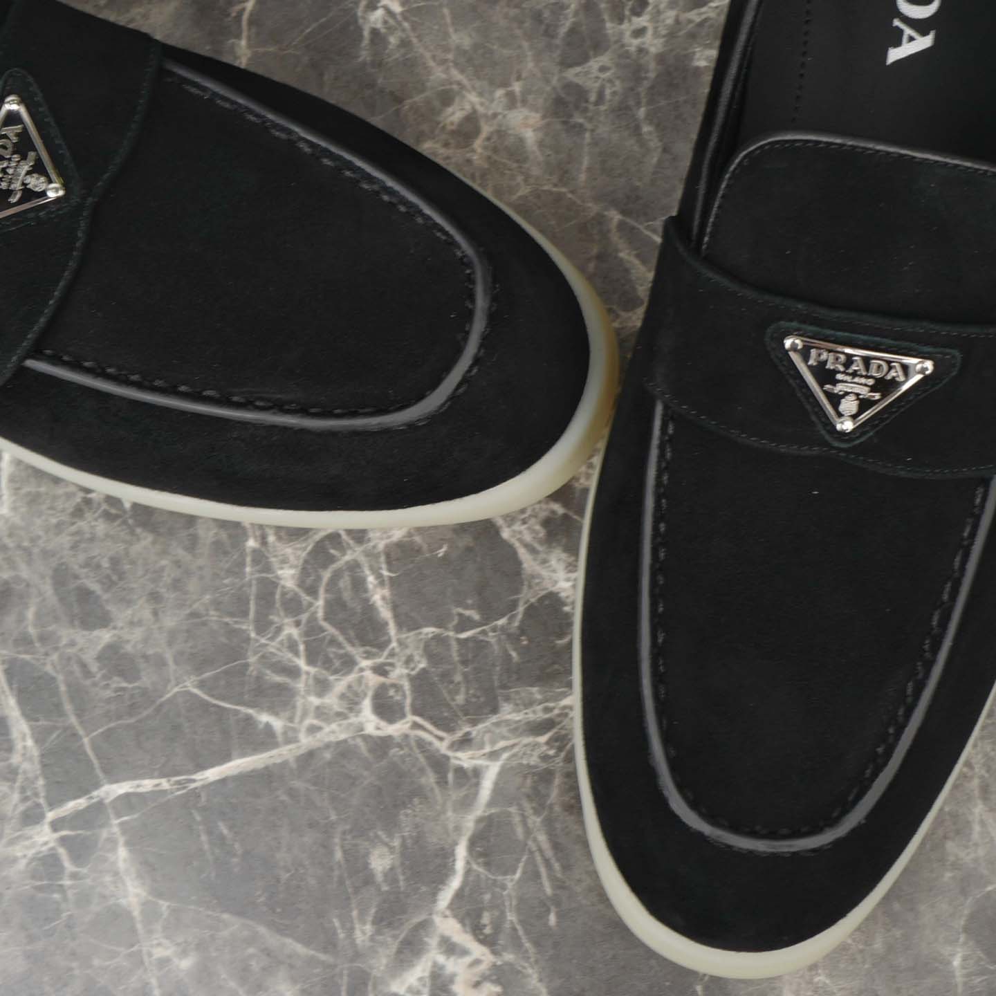 Prada Suede Leather Loafers - FashionPlug