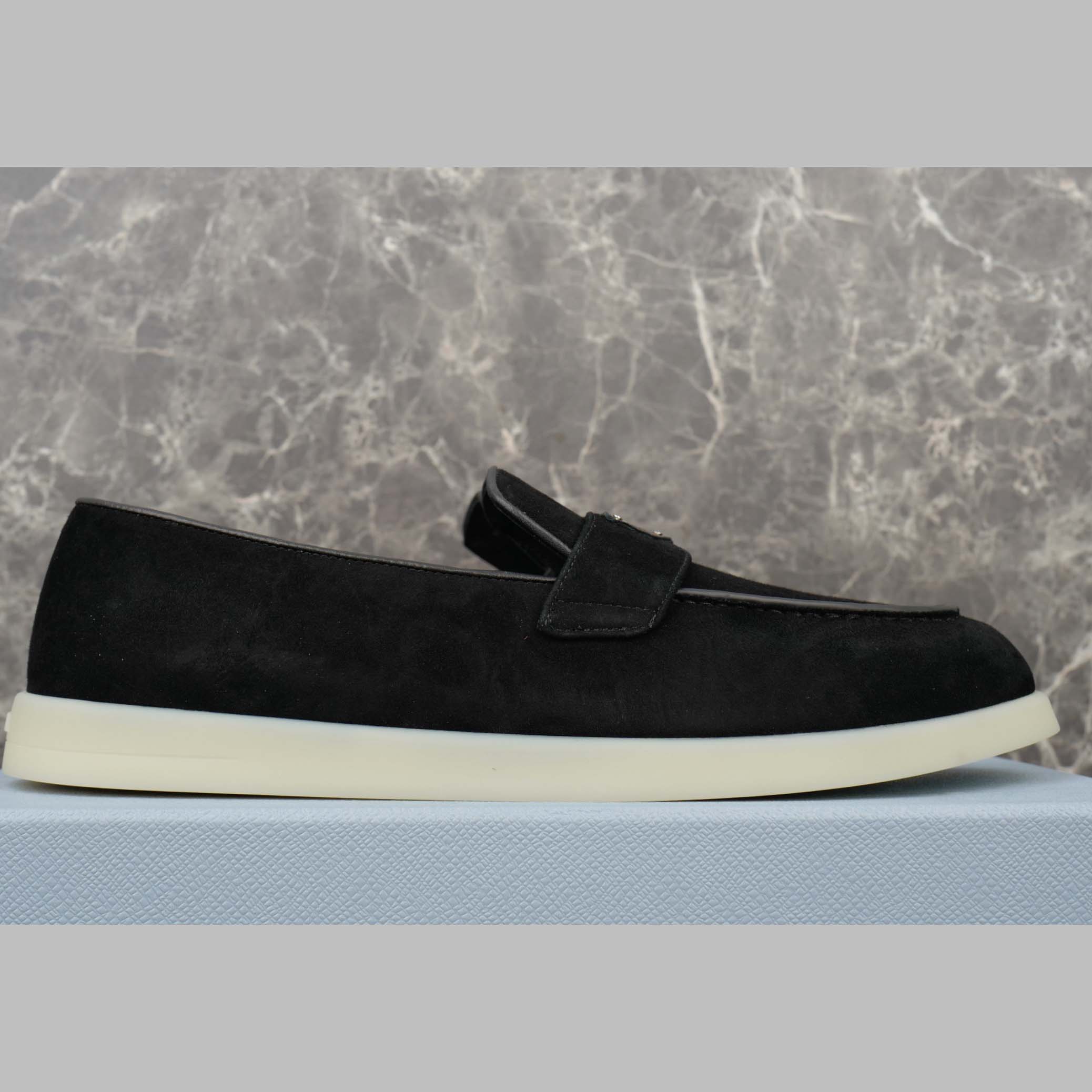 Prada Suede Leather Loafers - FashionPlug