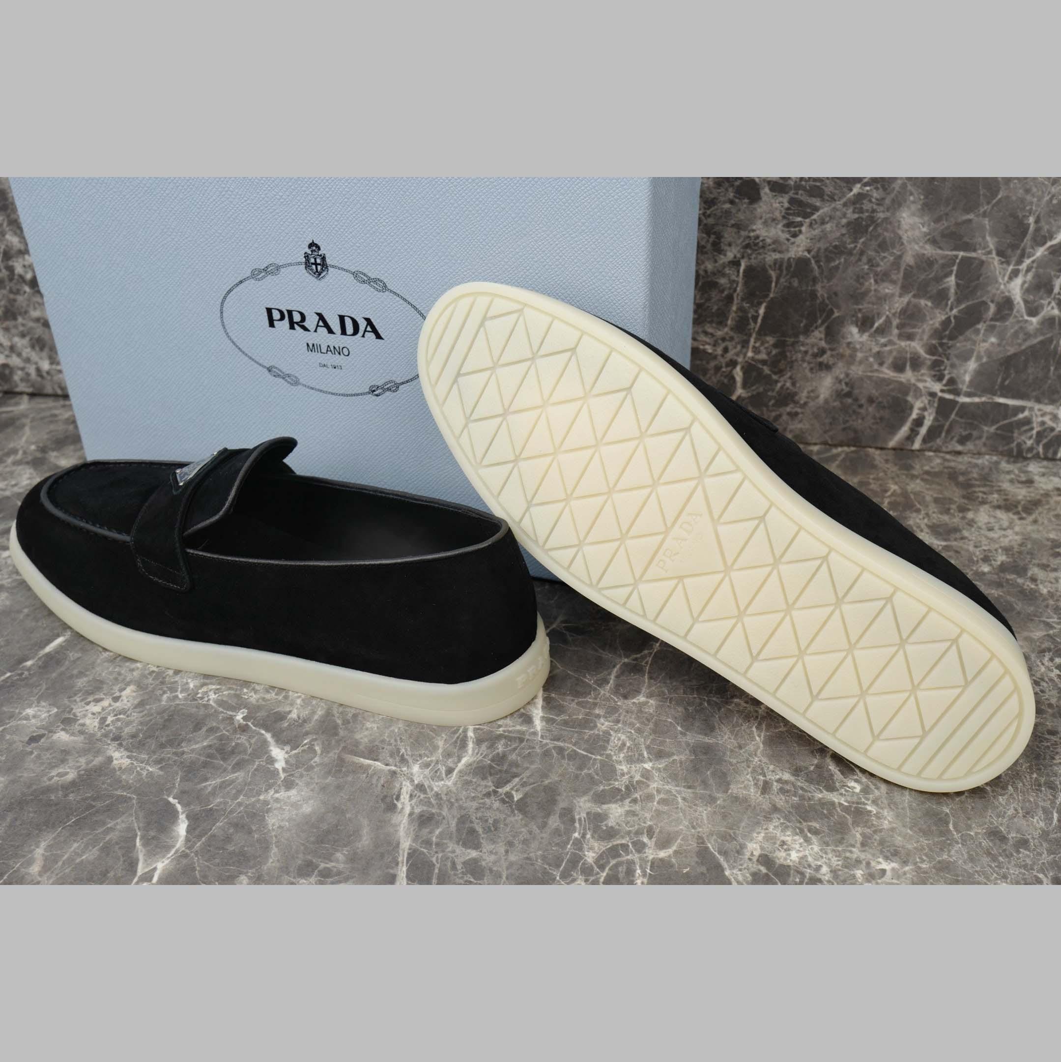 Prada Suede Leather Loafers - FashionPlug