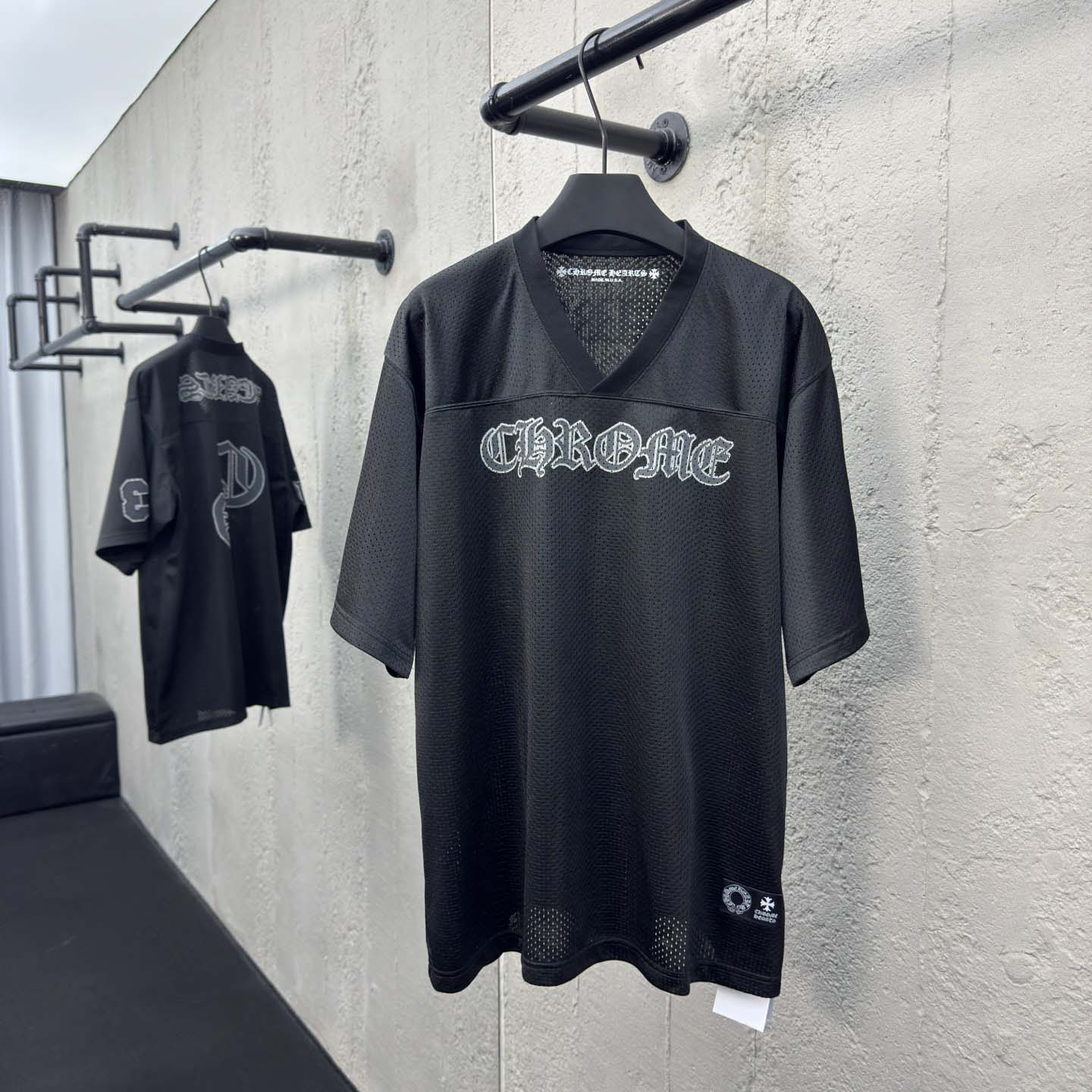 Chrome Hearts Stadium Mesh Short Sleeve Jersey Black - FashionPlug