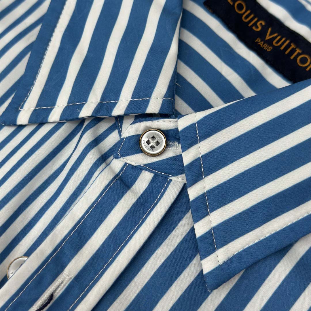 Louis Vuitton Monogram Patchwork Striped Shirt     1AHVWM - FashionPlug