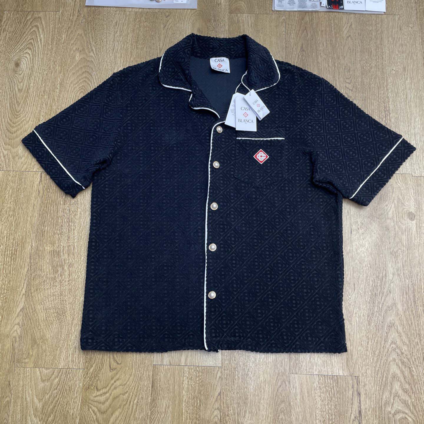 Casablanca Monogram Jacquard Towelling Short Sleeve Shirt   c1028 - FashionPlug