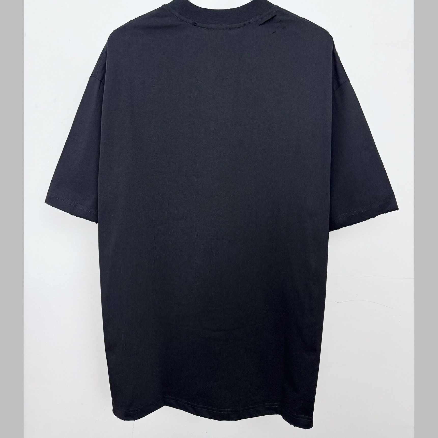Balenciaga Fashion Designer Oversized T-Shirt In Faded Black Dry Jersey - FashionPlug