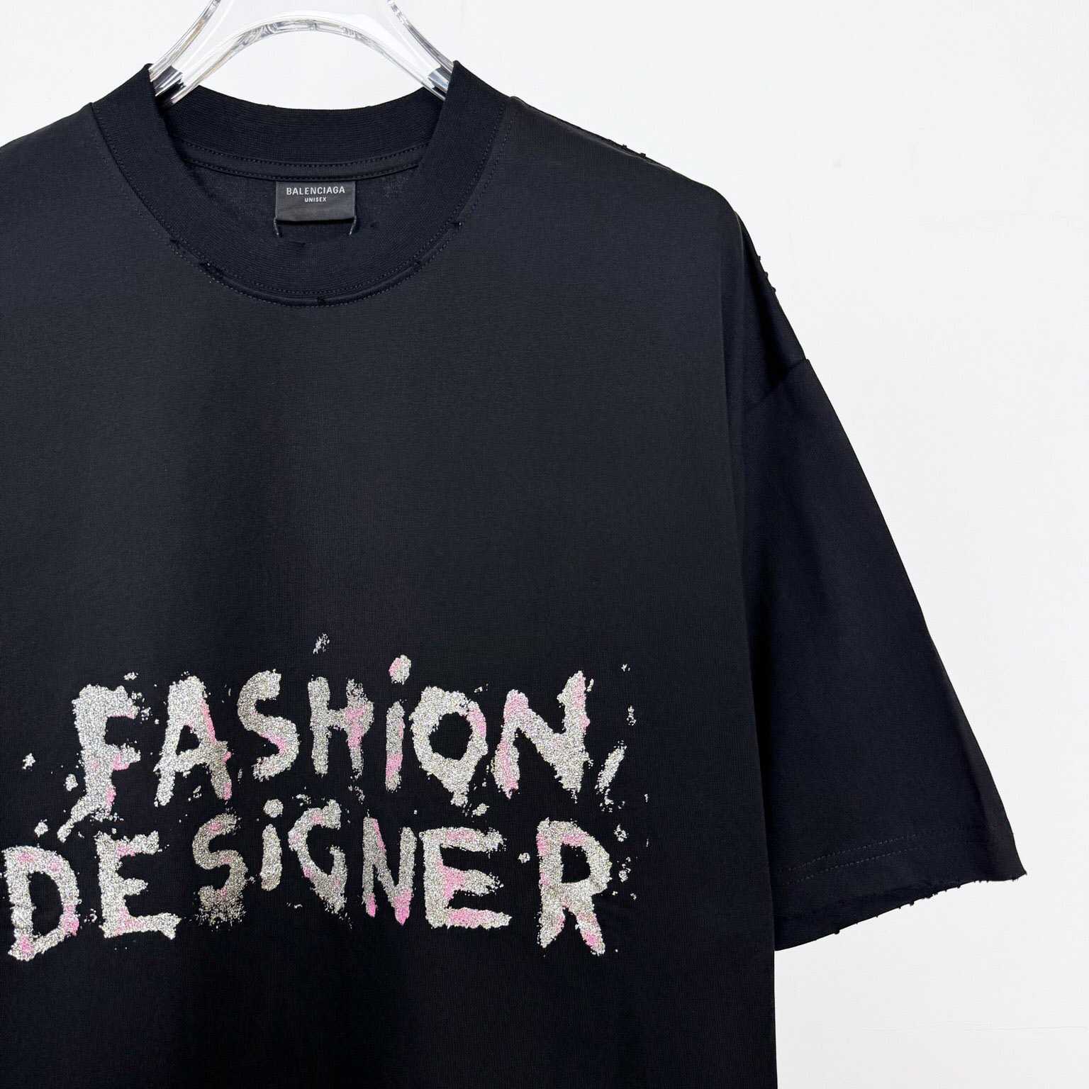 Balenciaga Fashion Designer Oversized T-Shirt In Faded Black Dry Jersey - FashionPlug