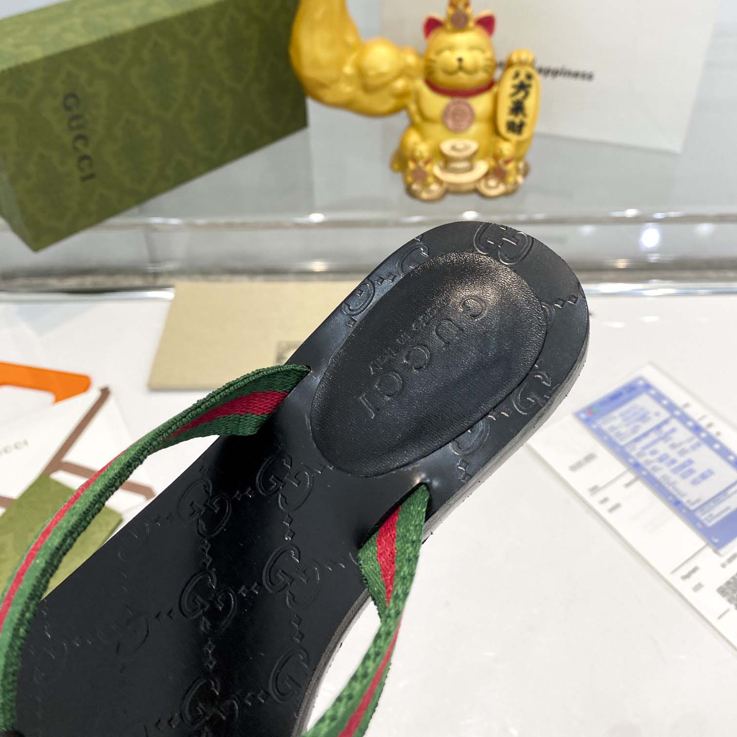 Gucci Thong Sandal With Web - FashionPlug