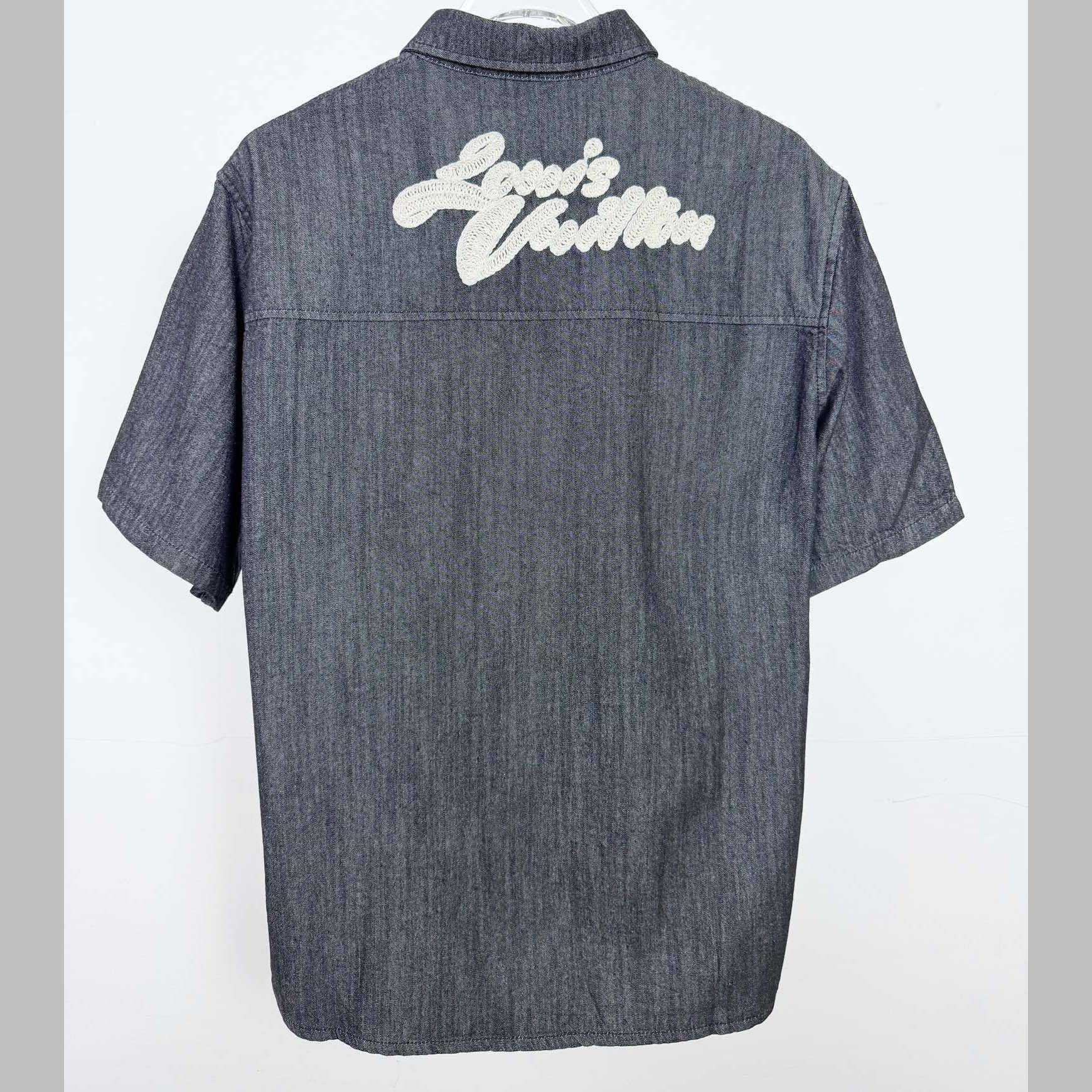 Louis Vuitton Short-Sleeved Chambray Shirt   1AHVW4 - FashionPlug