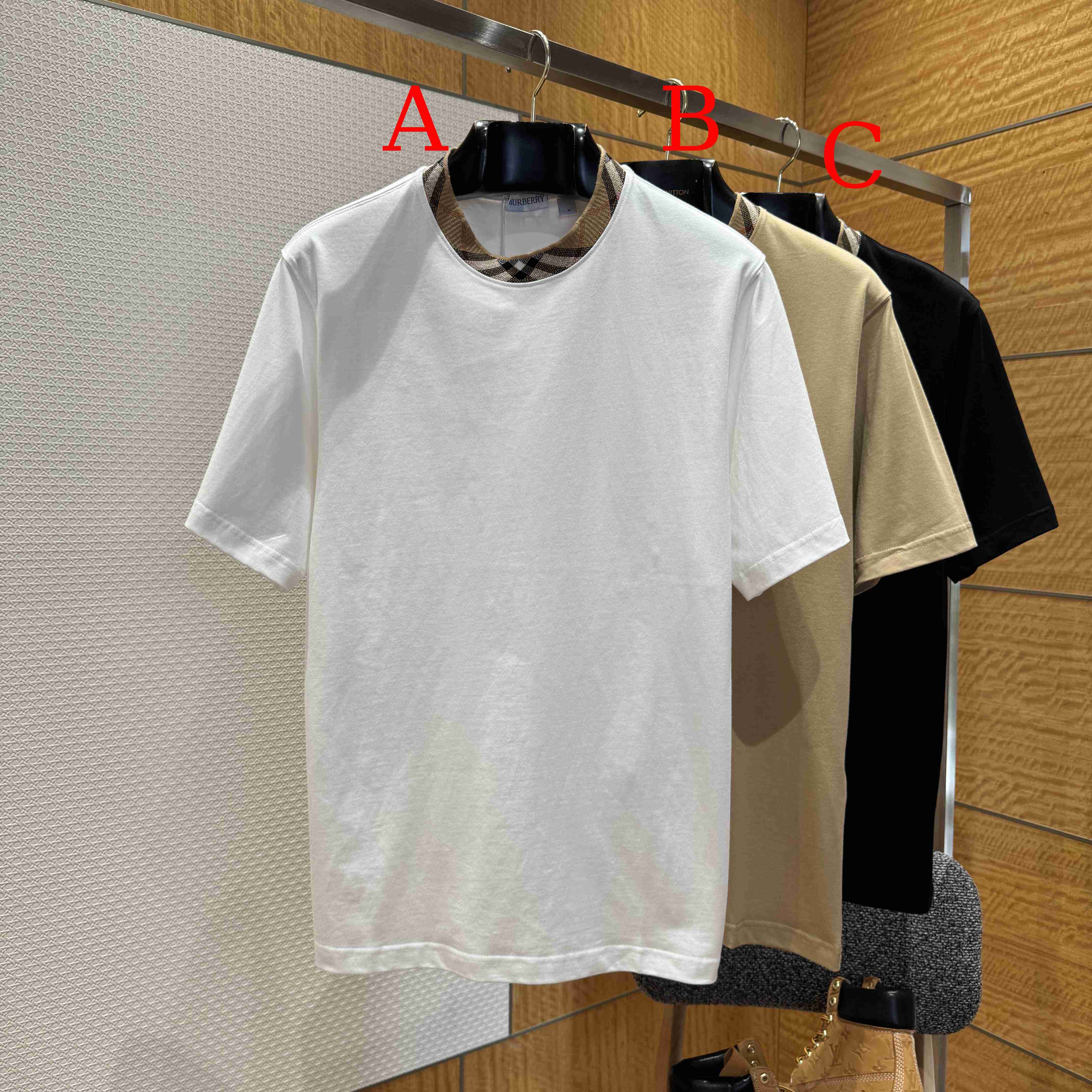 Burberry Check Trim Cotton T-shirt  - FashionPlug