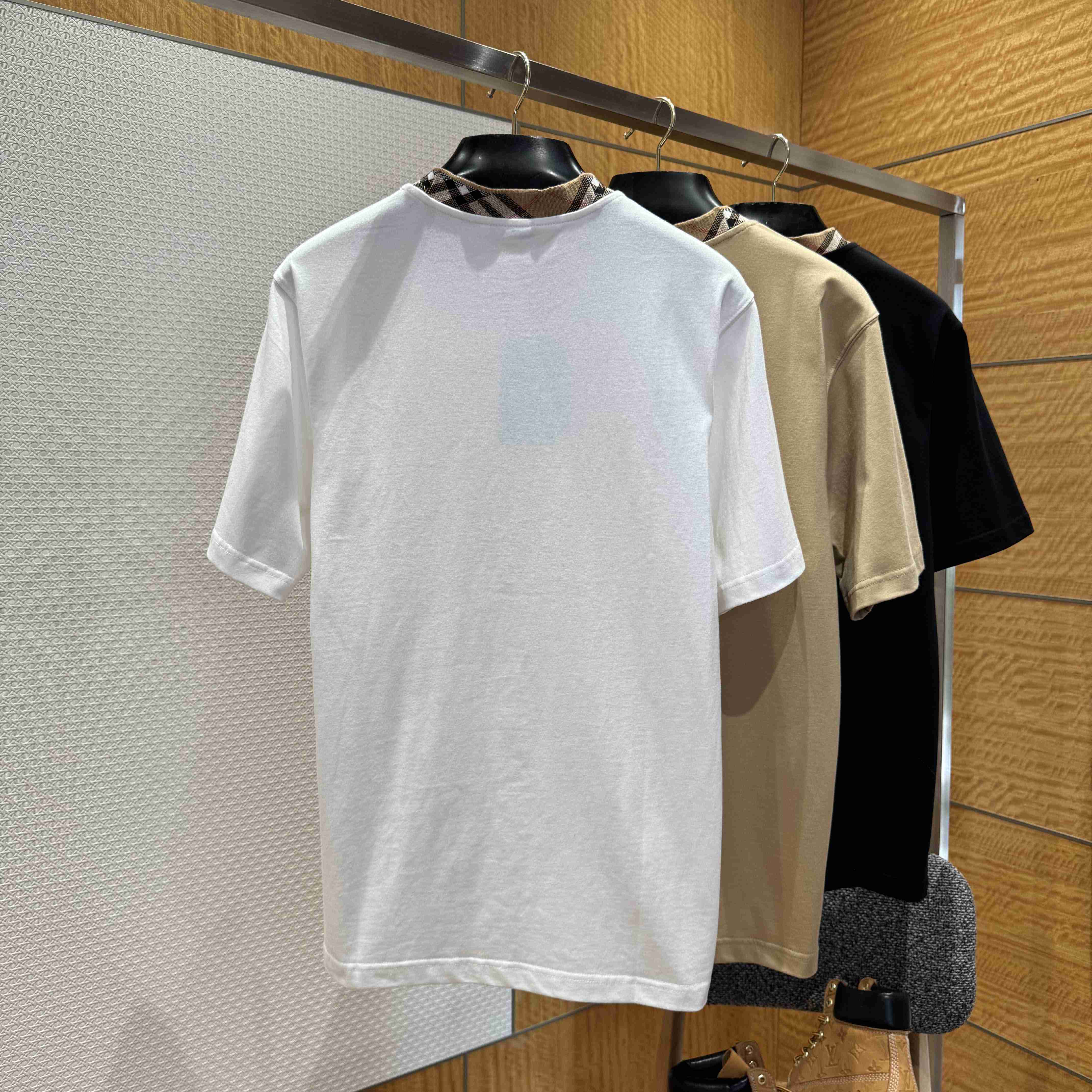 Burberry Check Trim Cotton T-shirt  - FashionPlug