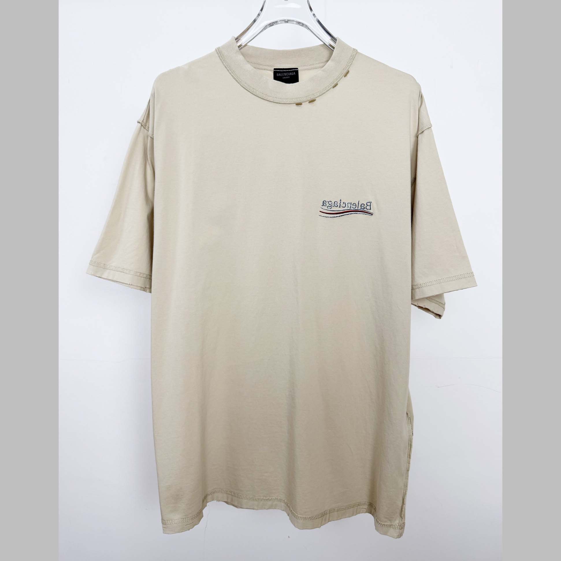 Balenciaga Embroidered Logo Wave Political Campaign T-Shirt  - FashionPlug