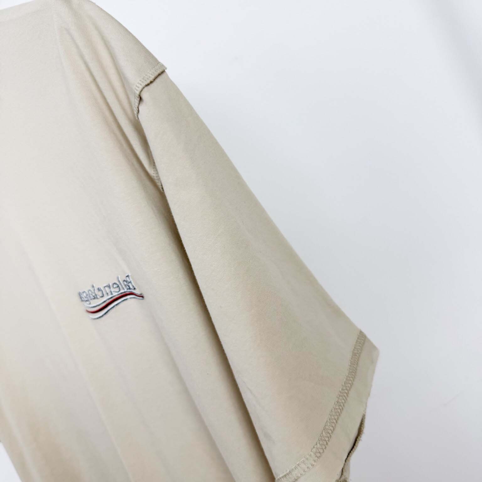 Balenciaga Embroidered Logo Wave Political Campaign T-Shirt  - FashionPlug