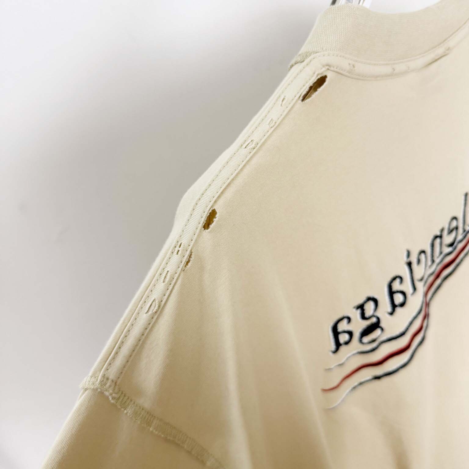 Balenciaga Embroidered Logo Wave Political Campaign T-Shirt  - FashionPlug