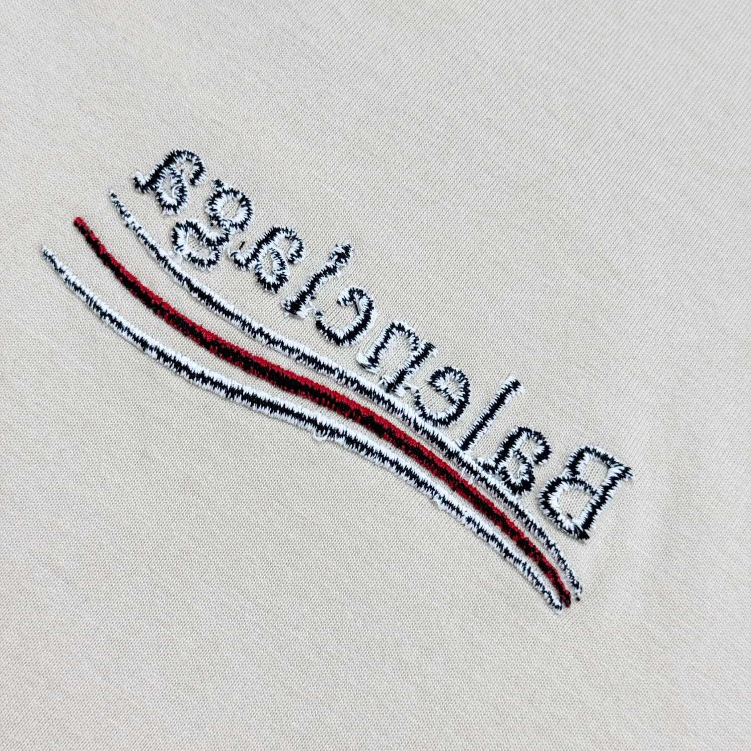 Balenciaga Embroidered Logo Wave Political Campaign T-Shirt  - FashionPlug