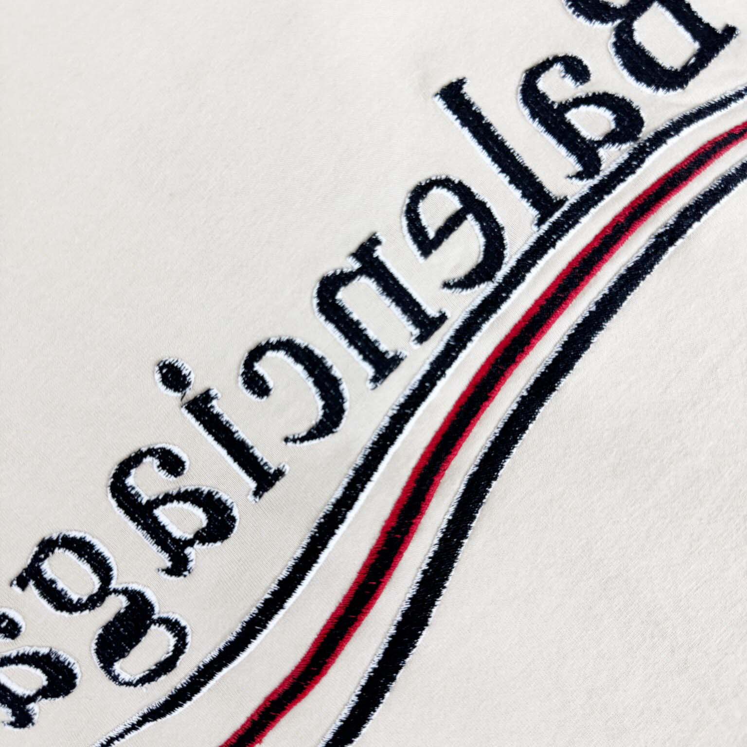 Balenciaga Embroidered Logo Wave Political Campaign T-Shirt  - FashionPlug