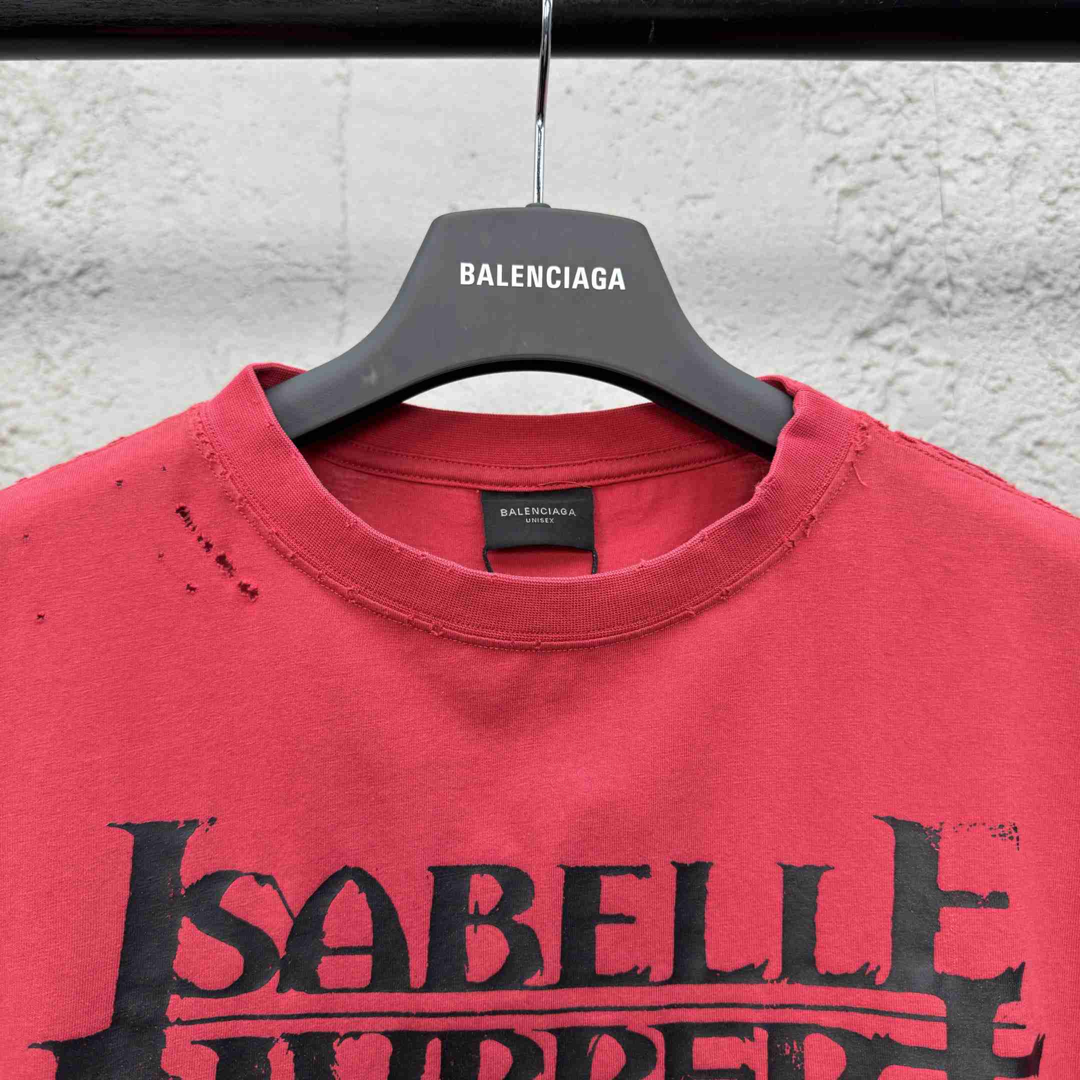 Balenciaga Isabelle Boxy T-Shirt in faded red dry jersey - FashionPlug