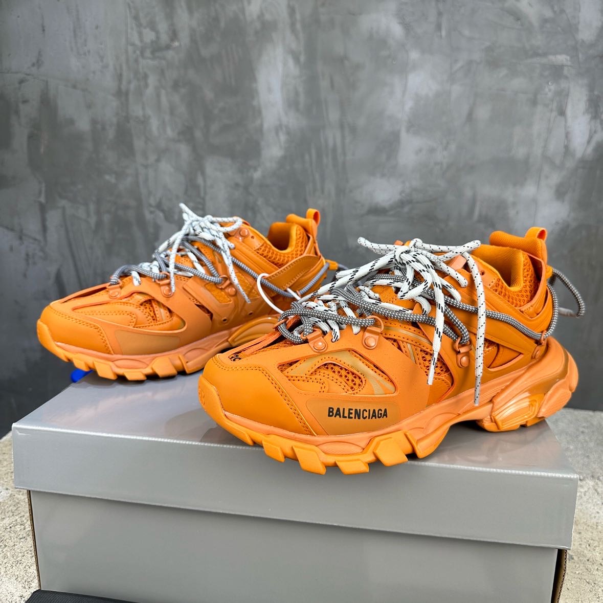 Balenciaga Track Trail Laces Sneaker In Orange   - FashionPlug