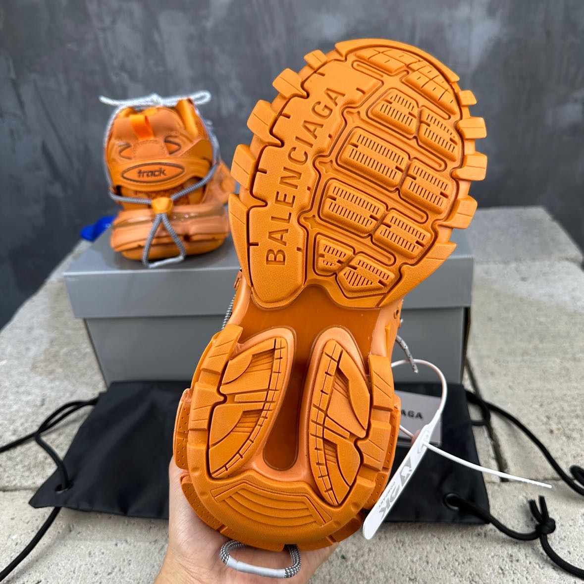 Balenciaga Track Trail Laces Sneaker In Orange   - FashionPlug
