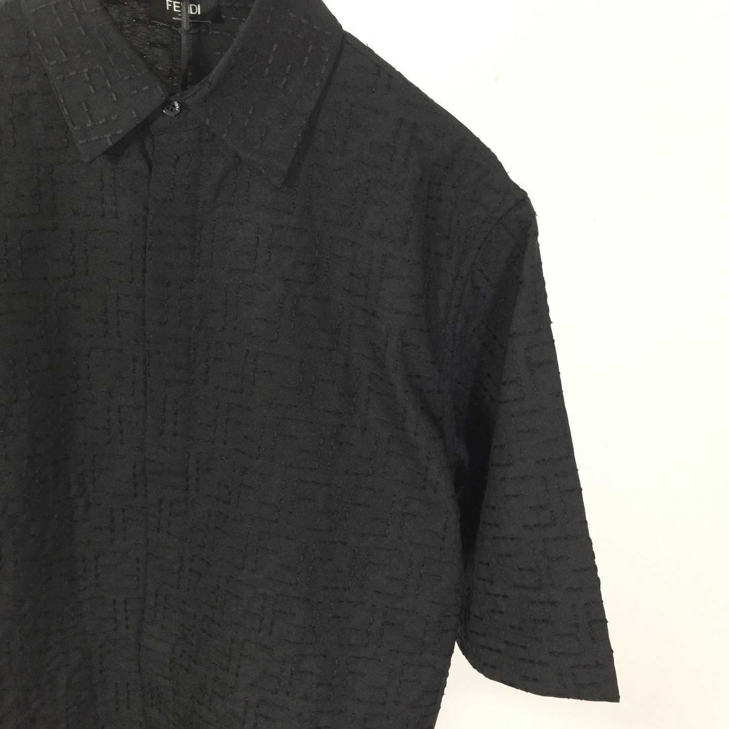 Fendi Black Linen FF Jacquard Shirt - FashionPlug