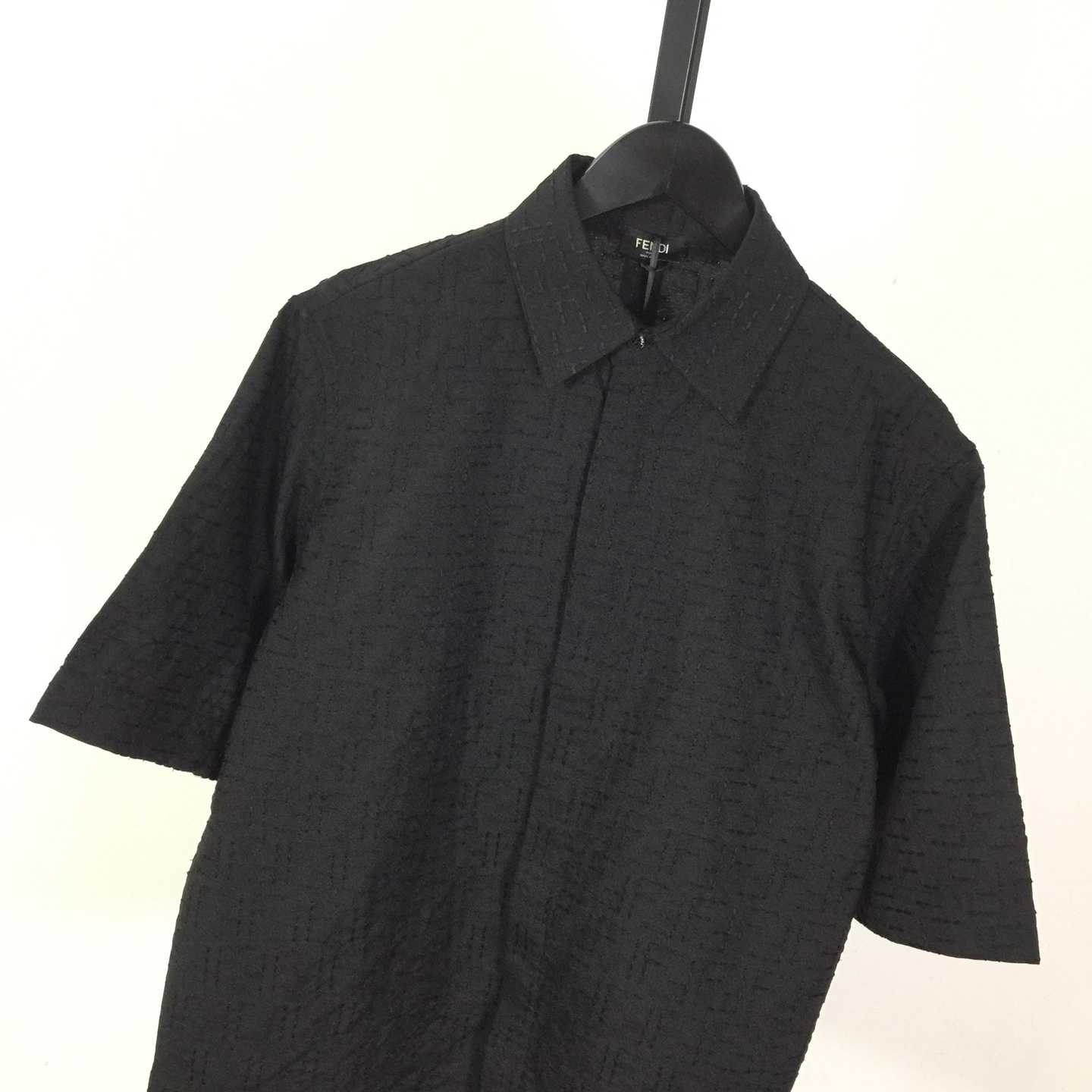 Fendi Black Linen FF Jacquard Shirt - FashionPlug