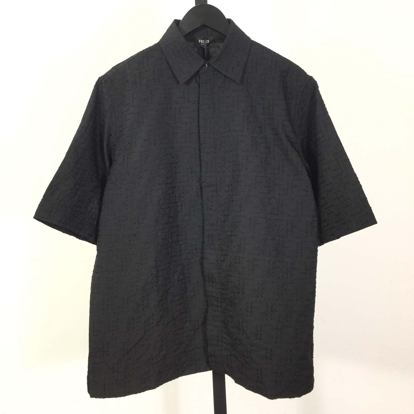 Fendi Black Linen FF Jacquard Shirt - FashionPlug
