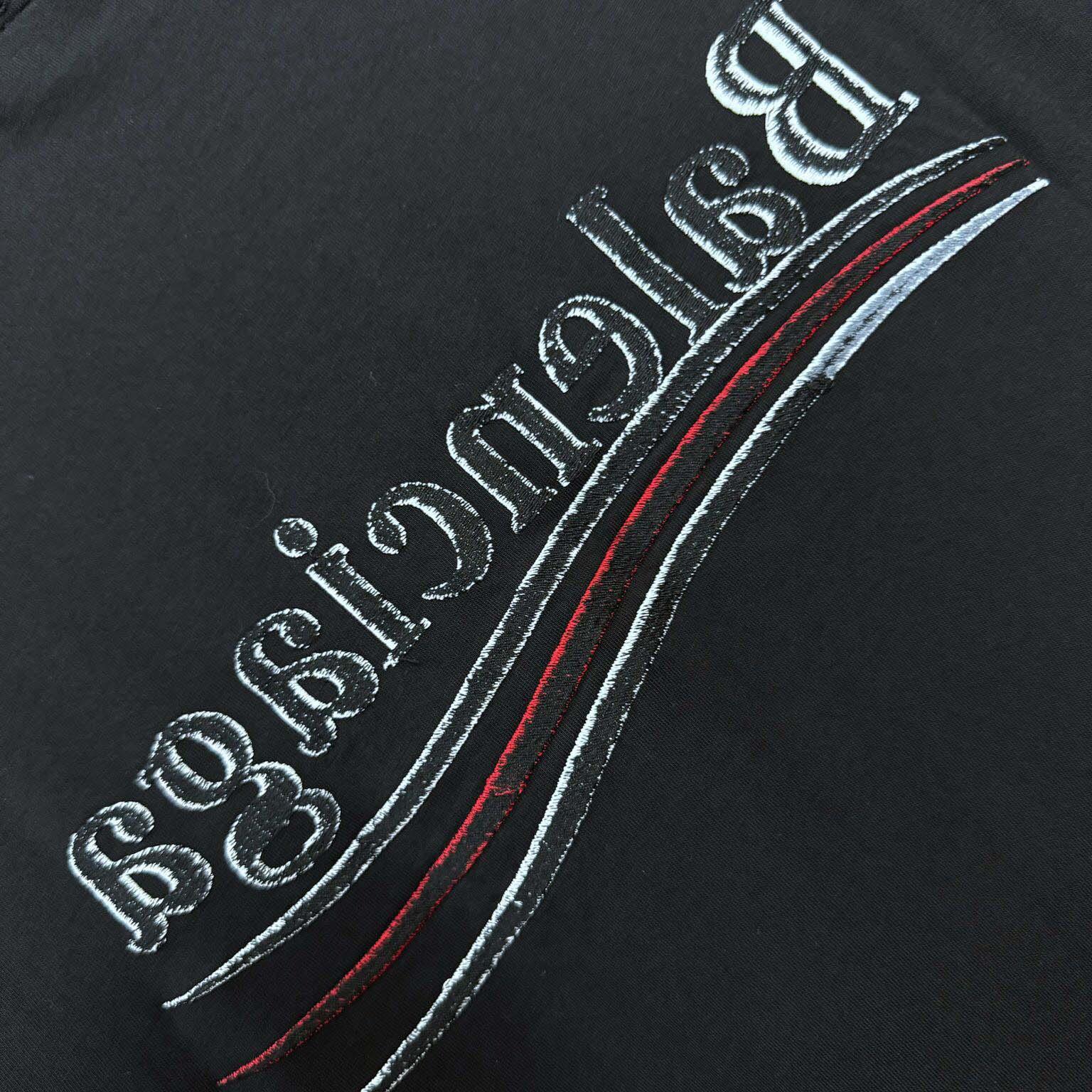 Balenciaga Embroidered Logo Wave Political Campaign T-Shirt  - FashionPlug