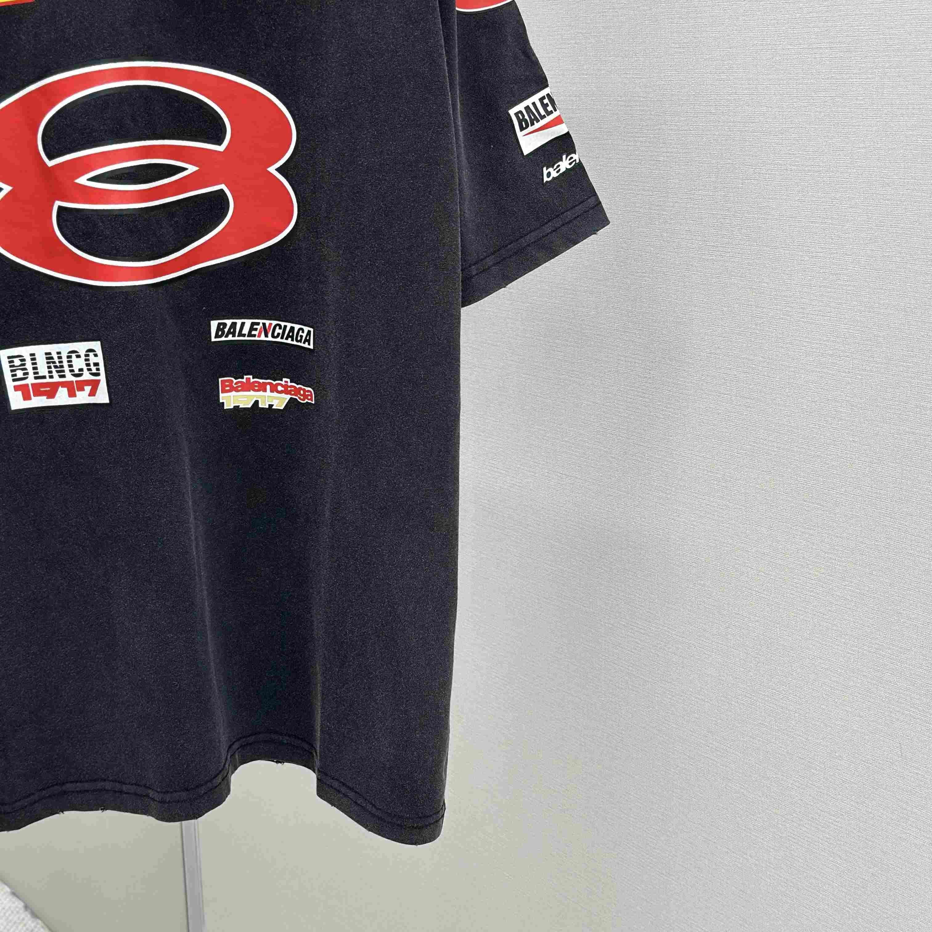 Balenciaga Sponsor Logos T-Shirt Oversized In Faded Washed Black - FashionPlug