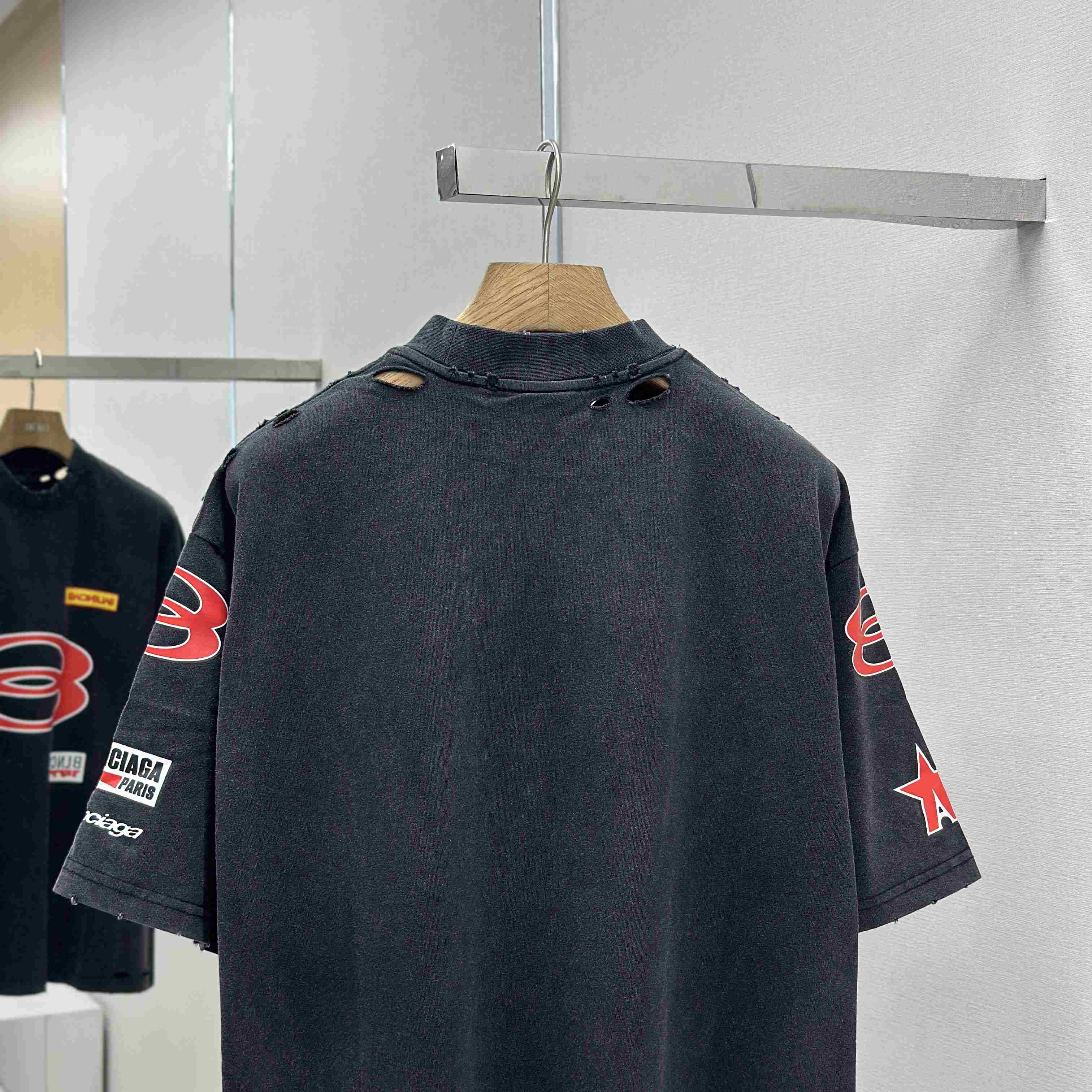 Balenciaga Sponsor Logos T-Shirt Oversized In Faded Washed Black - FashionPlug