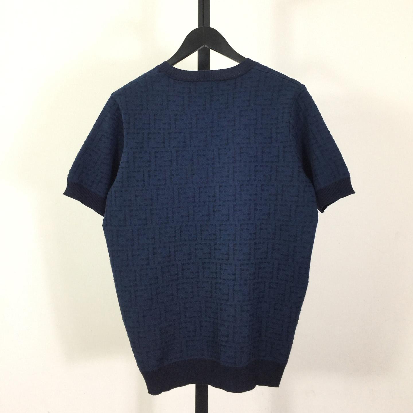 Fendi Blue Cotton FF Selleria Pullover - FashionPlug