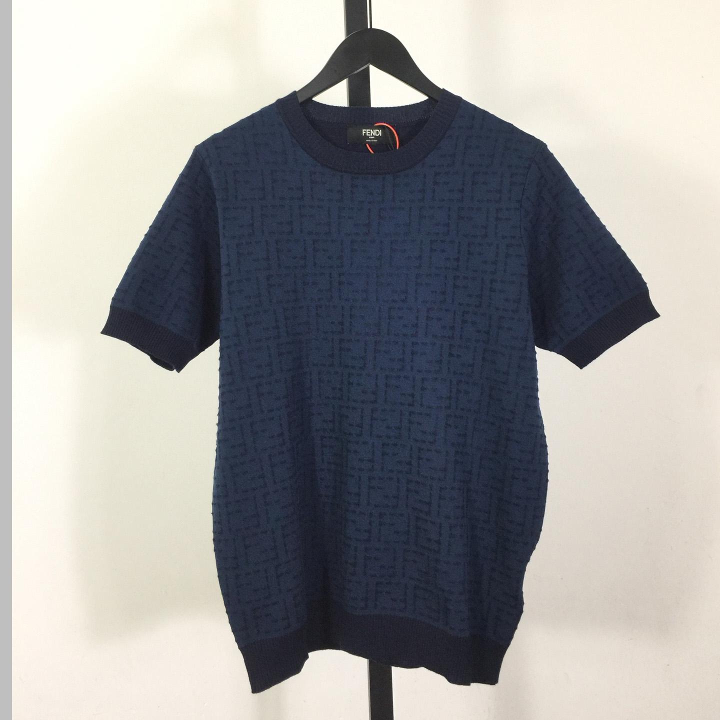 Fendi Blue Cotton FF Selleria Pullover - FashionPlug