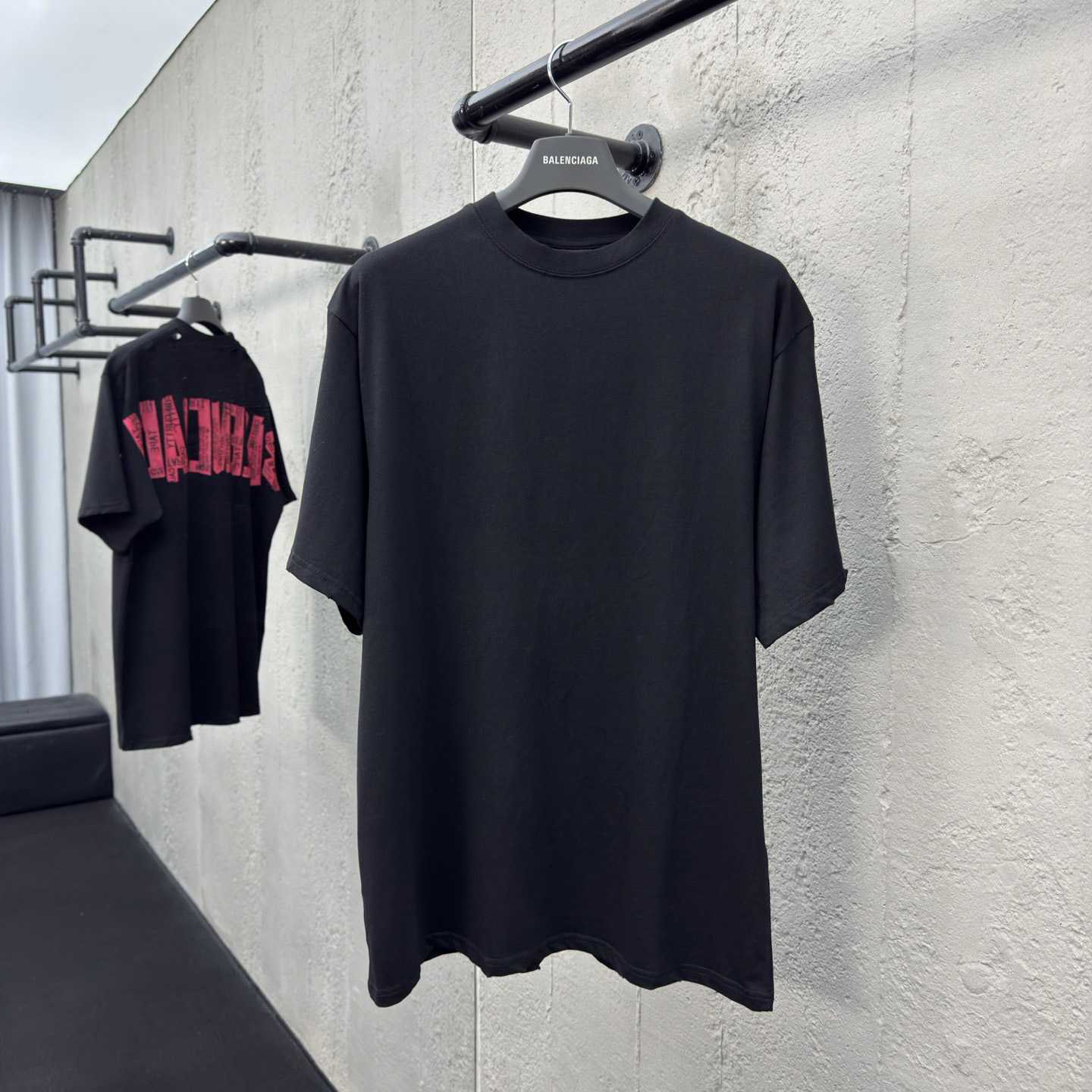 Balenciaga Security Tape Logo T-Shirt Oversized In Black - FashionPlug