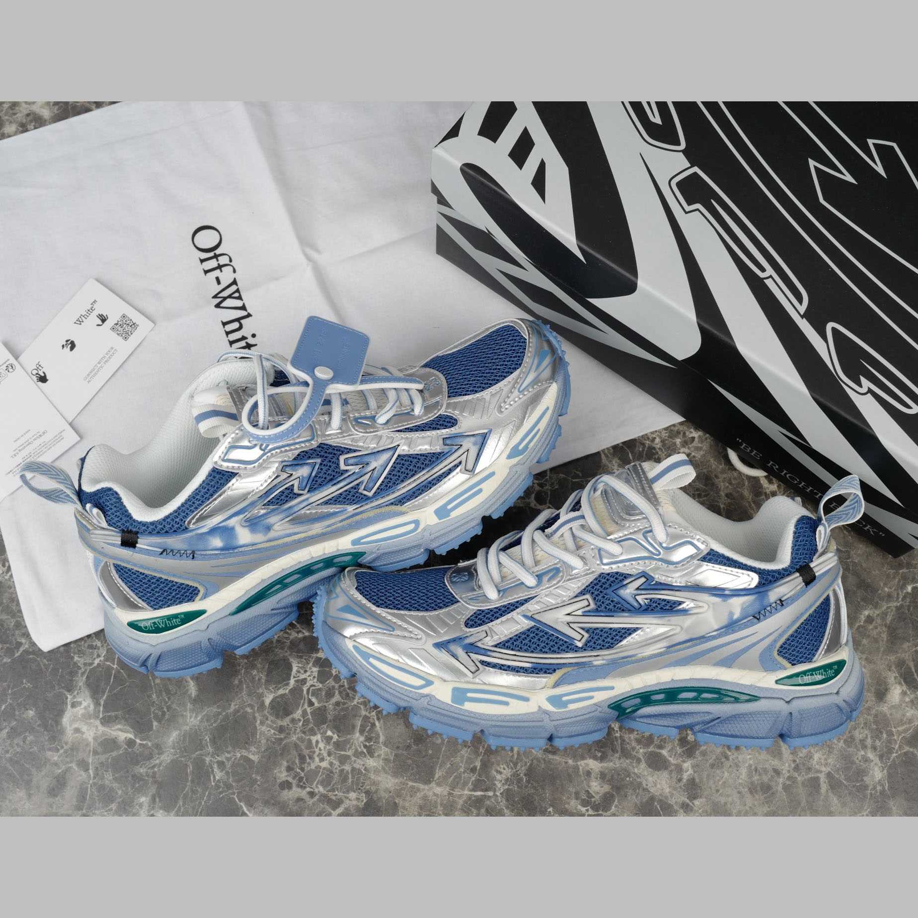Off-White Silver/Blue Be Right Back - FashionPlug