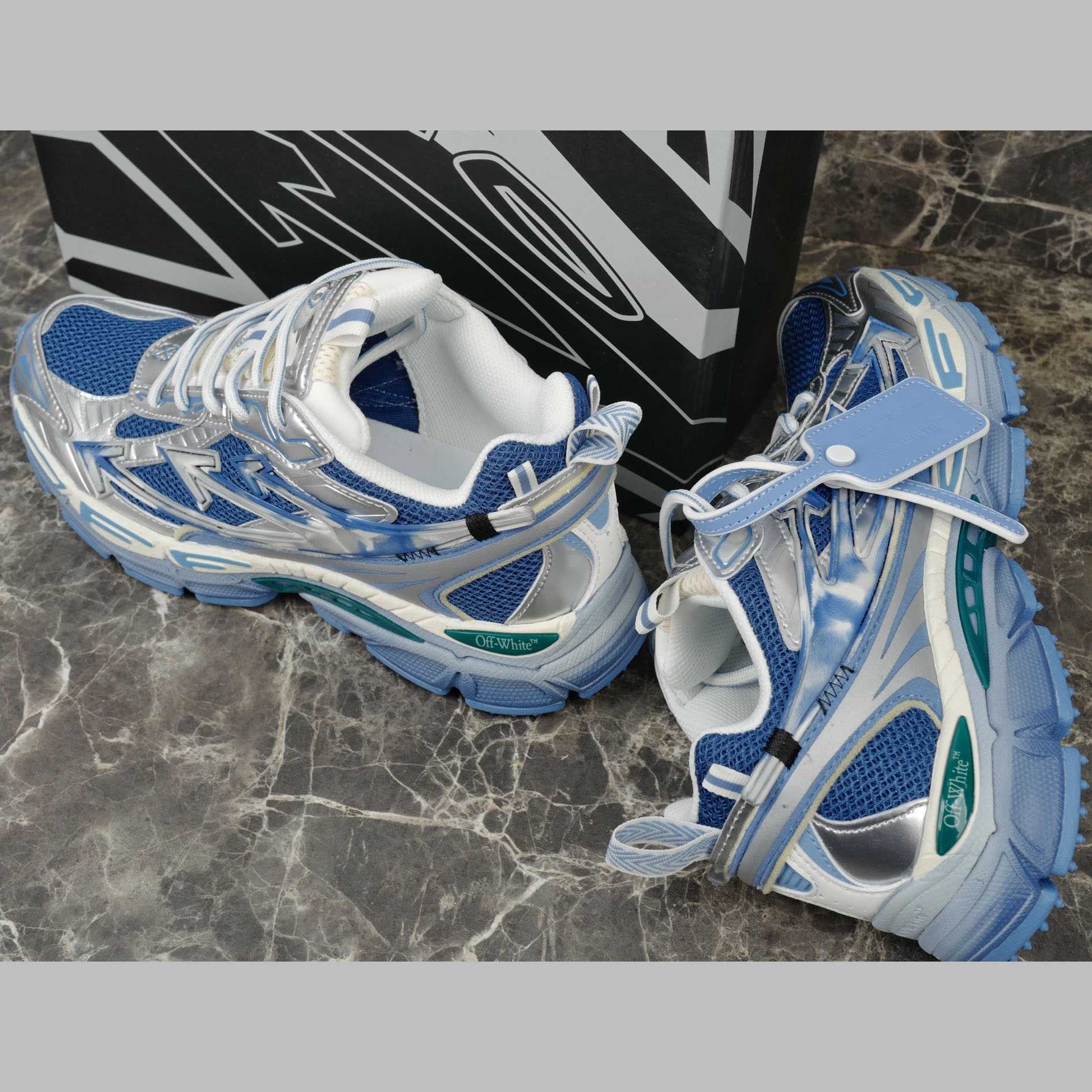 Off-White Silver/Blue Be Right Back - FashionPlug