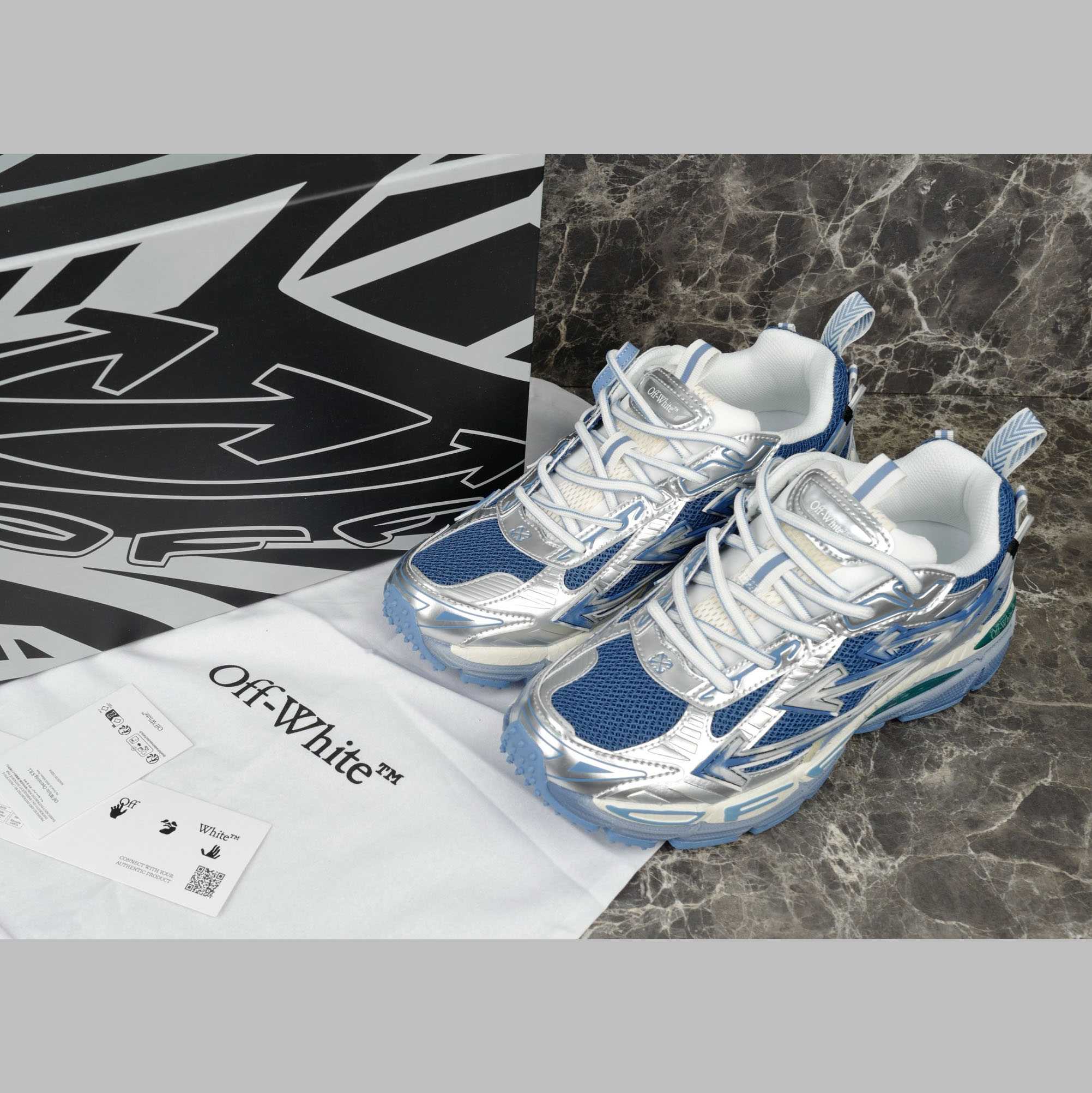 Off-White Silver/Blue Be Right Back - FashionPlug